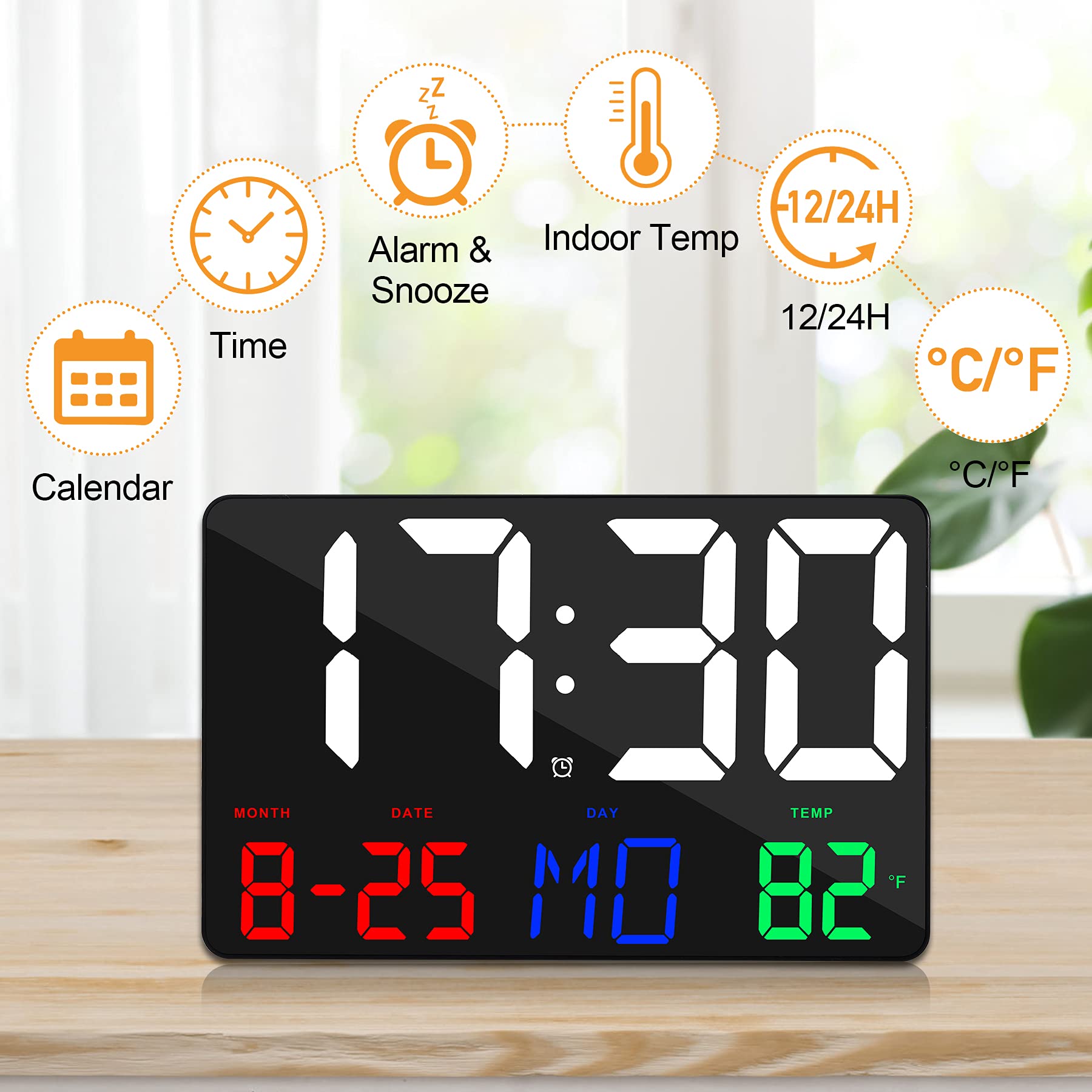 Buy Digital Wall Clock,11.4" LED Digital Clock Large Display with