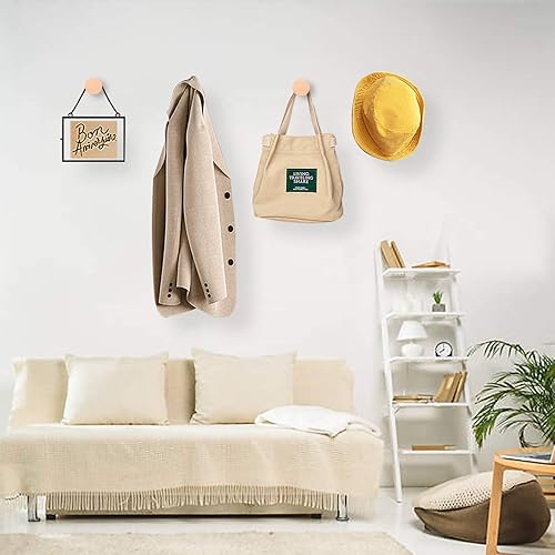 Miniatura 2 de Paquete de 4 ganchos de pared de madera, clavija de madera para colgar sombreros, gorras, bolsos, perchero montado para entrada, pasillo,