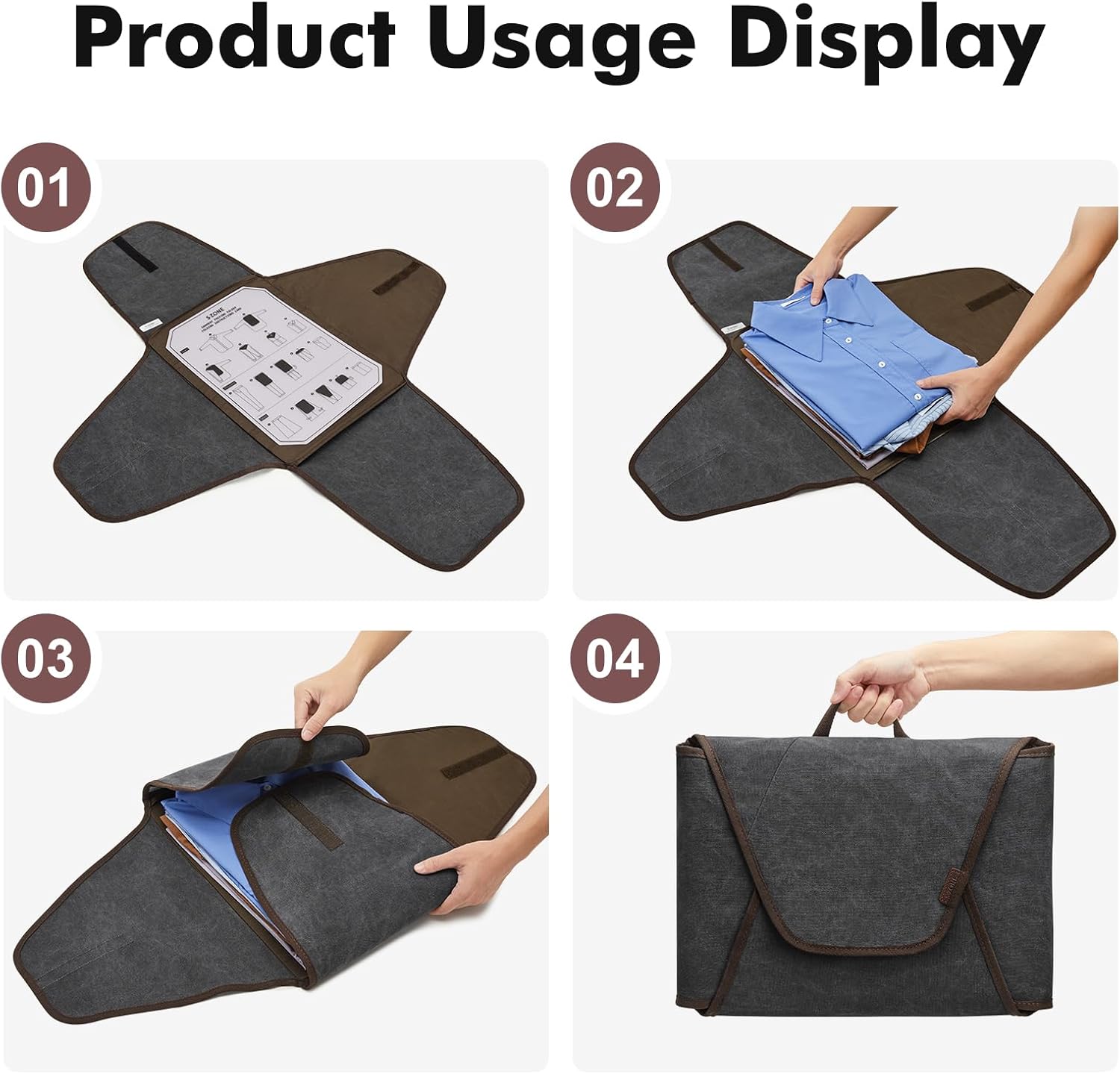 S-ZONE Garment Folder Compression Packing Cubes for Travel Garment Bag with Wrinkle-Free Luggage Suitcase Organizer Bags