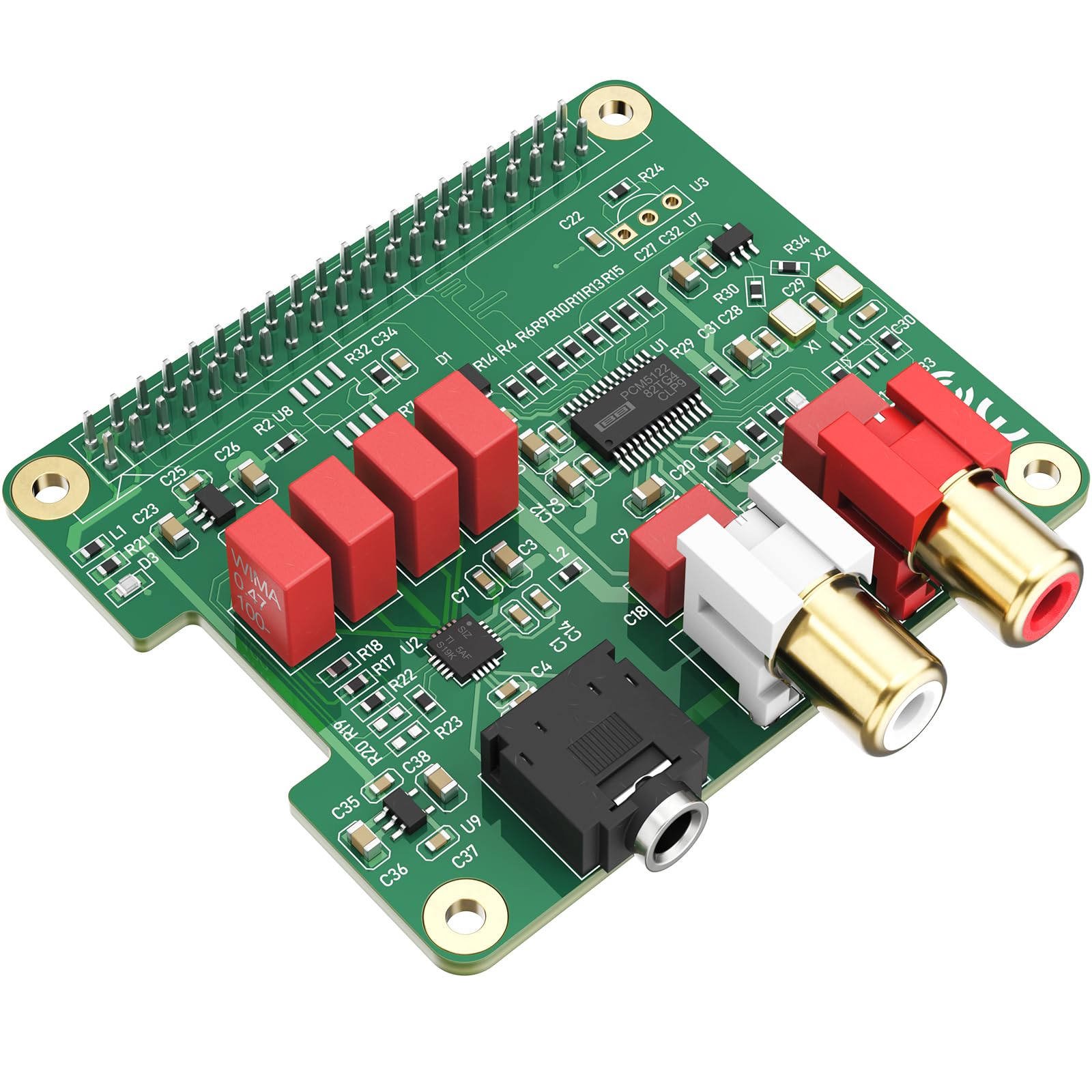 HiFi DAC HAT for Raspberry Pi 5/4/3B+/Zero | PCM5122 384kHz/32bit DAC Audio Card Expansion Board | Dual Oscillators & DOP | RCA/3.5mm Output, 112dB SNR