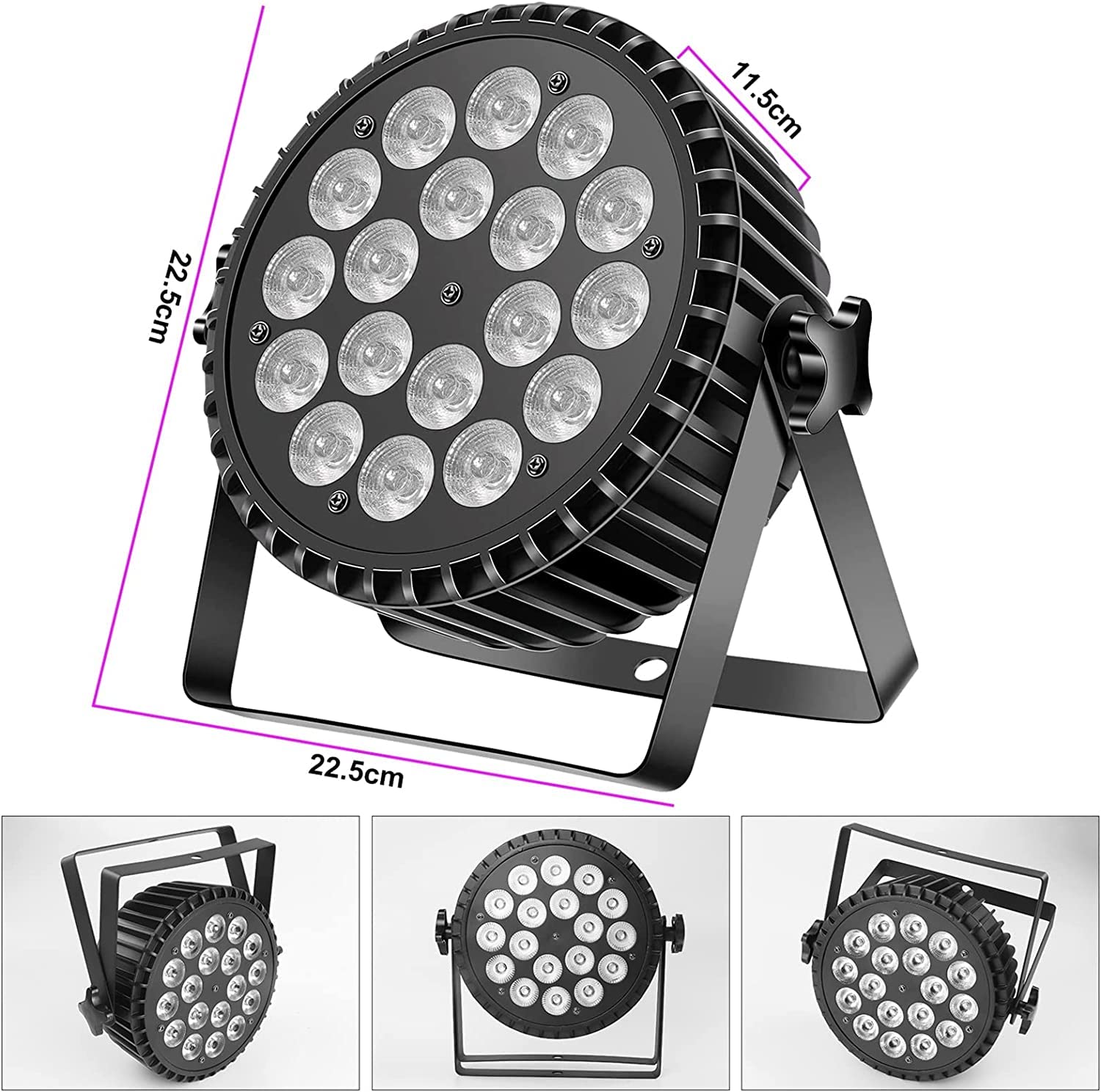 200W Faro Par LED RGBW+UV Luce da palcoscenico DMX luci dj Discoteca con display digitale a 25° LED Aotu/Sound/Padrone-schiavo controllo per Feste Bar Natale Halloween Matrimonio (2 Pezzi)