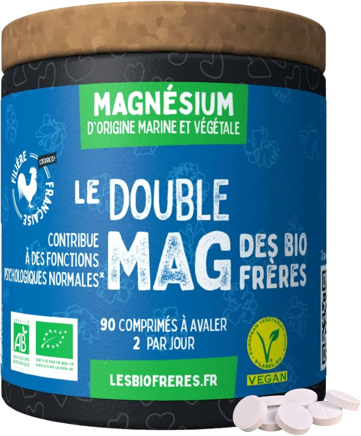 Magnesium Bio Vegan 200 mg – Reduces Fatigue and Nervous System Support – Optimal Assimilation – Stress and Sleep – 90 Tablets – Made in France