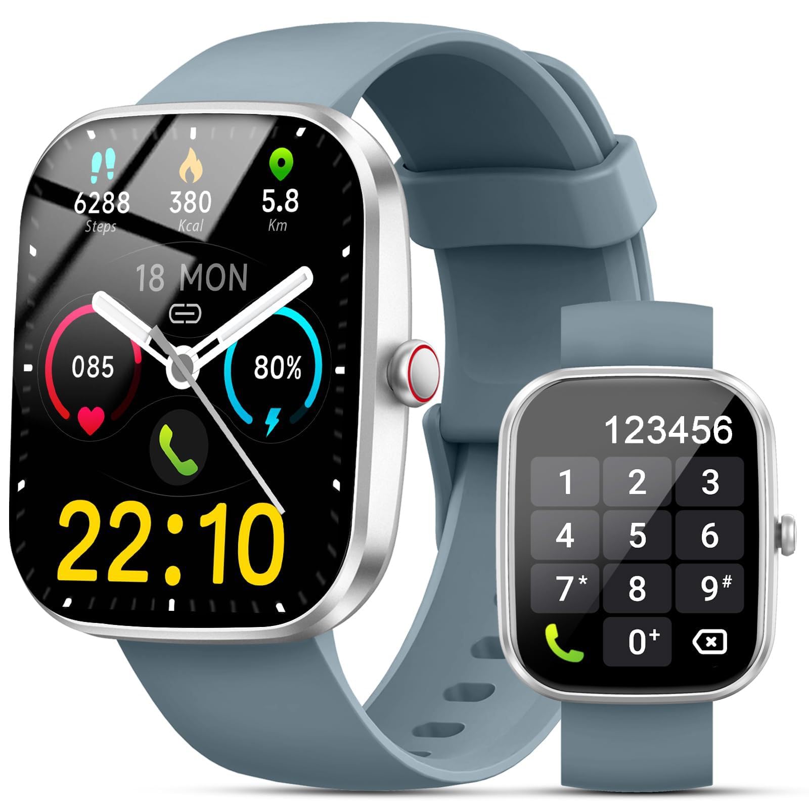 Reloj inteligente con pantalla HD, función de llamada, contador de pasos, más de 110 modos deportivos, IP68 resistente al agua para fitness y actividades al aire libre