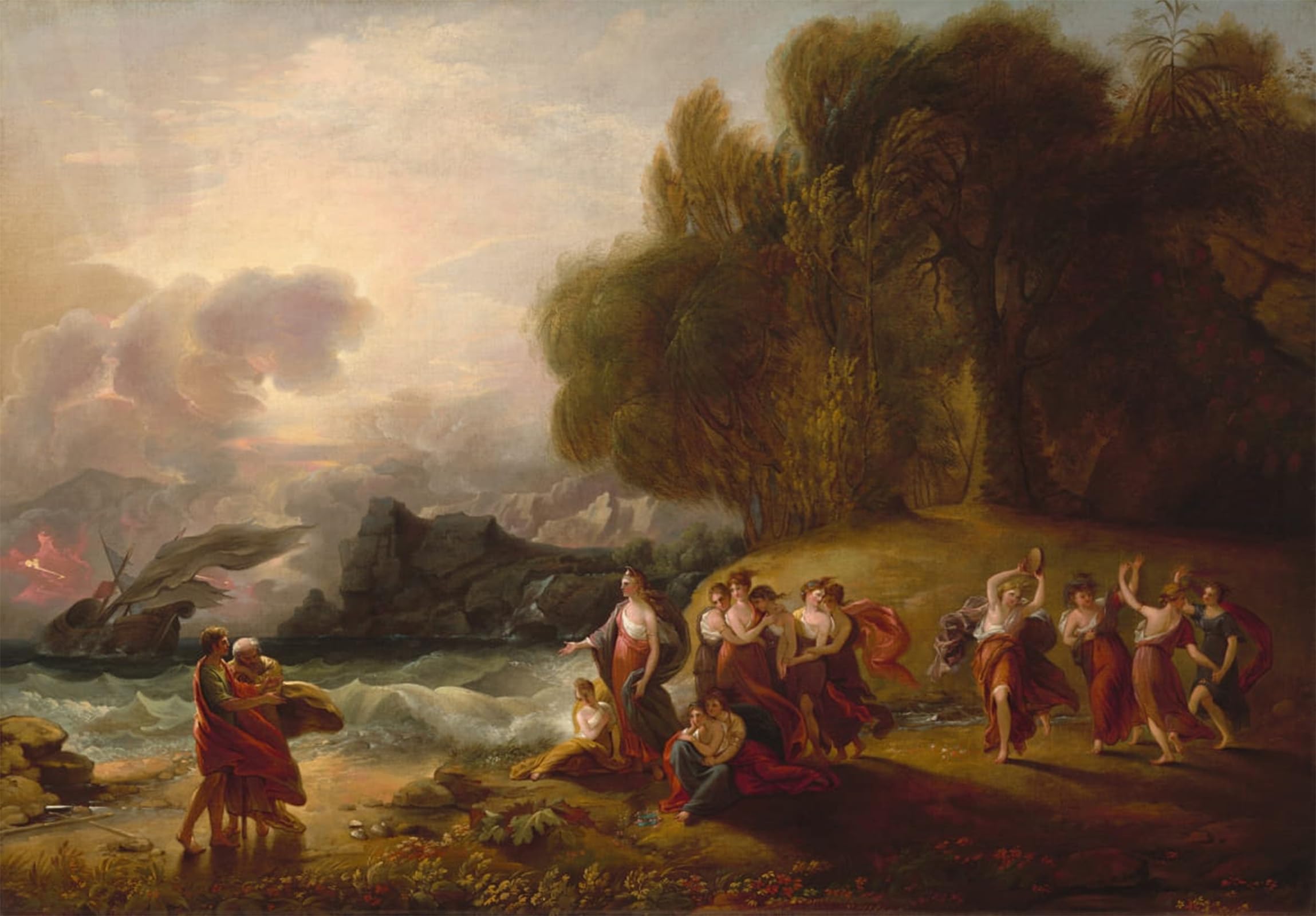 SERENDIPITP Aesthetic Poster Photo Wall Print Retro Picture Telemachus and Calypso by Benjamin West Modern Wall Artwork for Home Decor 60x90cm