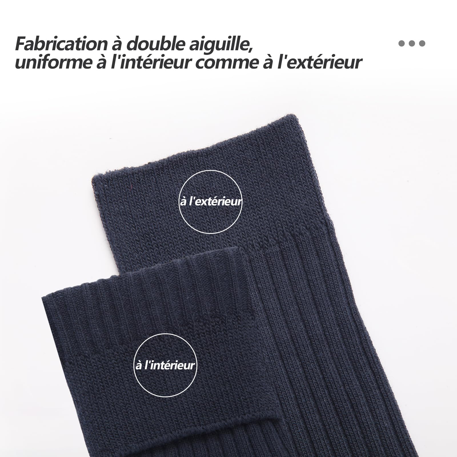 Chaussettes Homme Coton Rayures - Lot 5 Paires Taille 39-43 - Anti Odeur Bout Plat Double Aiguillage - 100% Coton Softness - Mi-Mollet Ville Costume