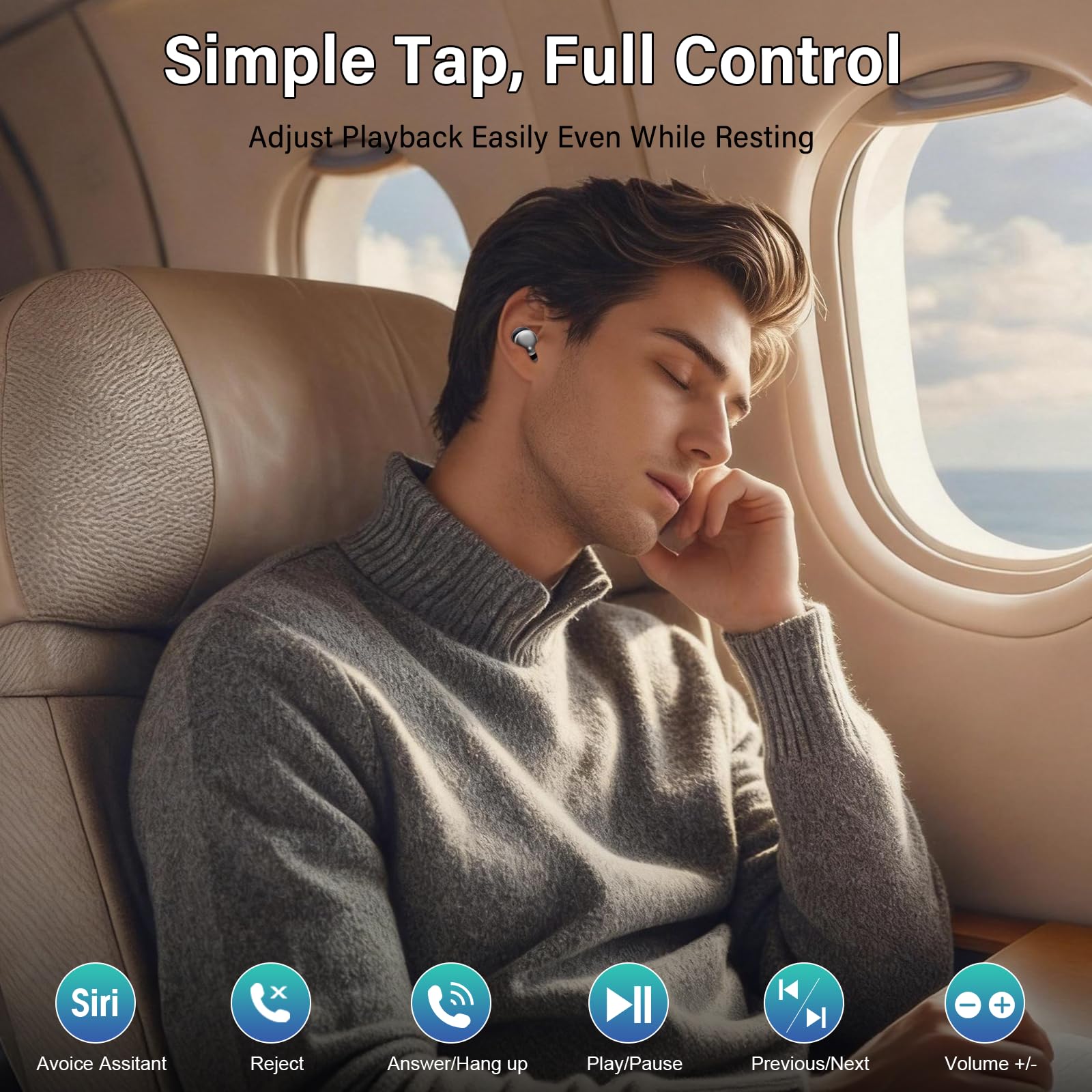 Ecouteurs Bluetooth sans Fil, Écouteurs Sommeil pour Dormir sur le Côté Avec Suivi du Sommeil, Sleep Earbuds Bluetooth 5.4 Mini Écouteurs Sans Fil pour Dormir Alarme personnelle Casques 48H(Noir jais)