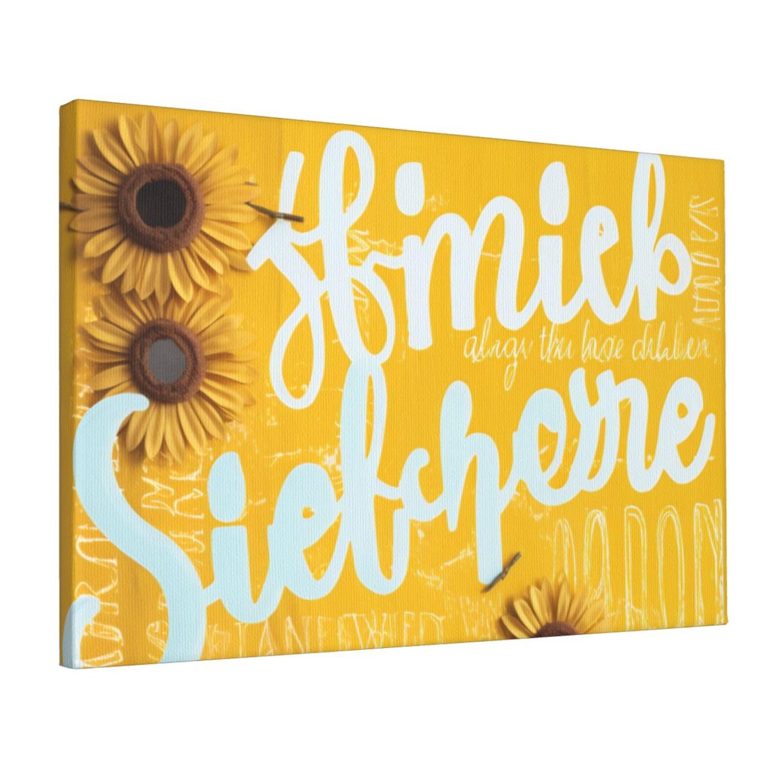 YKLJG Goodlooking Hello Sunshine Printed Wall Art Canvas Prints 45x30 CM Wooden Framed Picture Painting Artwork for Bedroom Kitchen Home Office Decor
