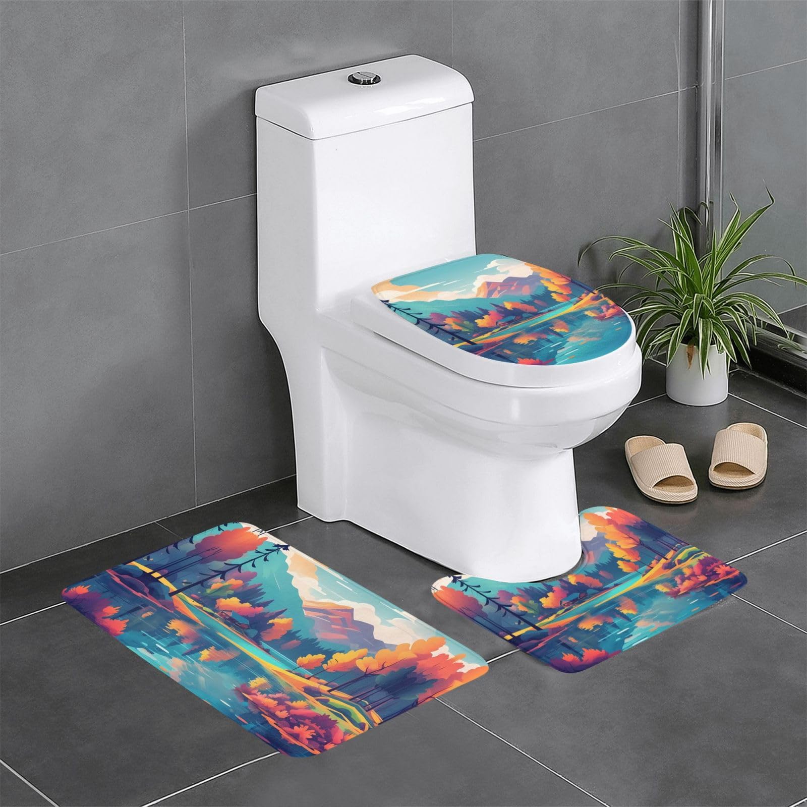 Tapis de salle de bain antidérapant lot de 3 contre les glissades
