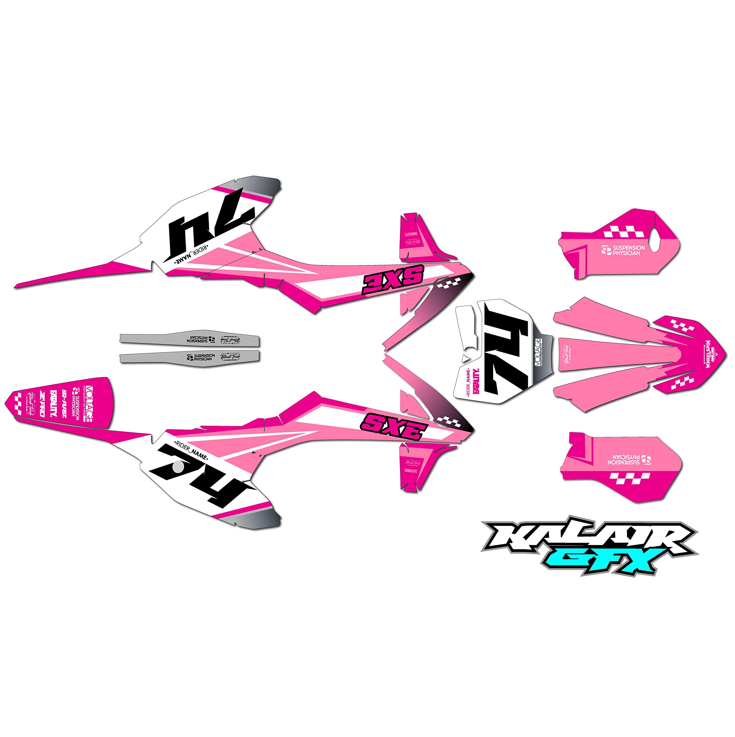 Kalair GFX Graphics Kit for KTM Electric Mini SX E5 and Mini SX E3 (2020-2023) Prestige Series Pink 21 Mil - Dirt pit bike motorcycle sticker, dirtbike racing decal motocross accessories no-plastics