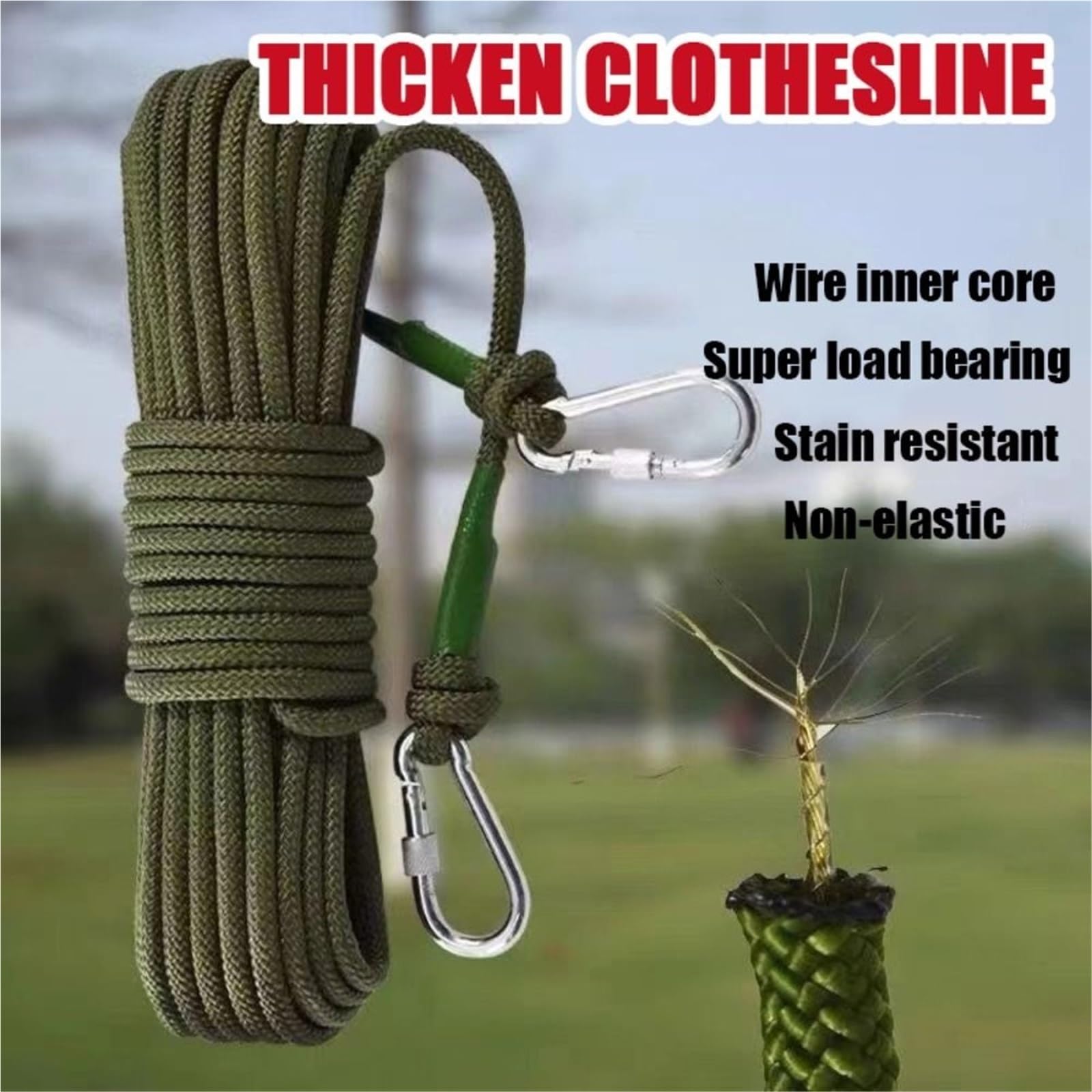 Corde à Linge Corde à Linge en Fil métallique de 10 m/20 m, épaisseur 8 mm, résistante au Vent, idéale for Le Camping et l'extérieur(White 20M)