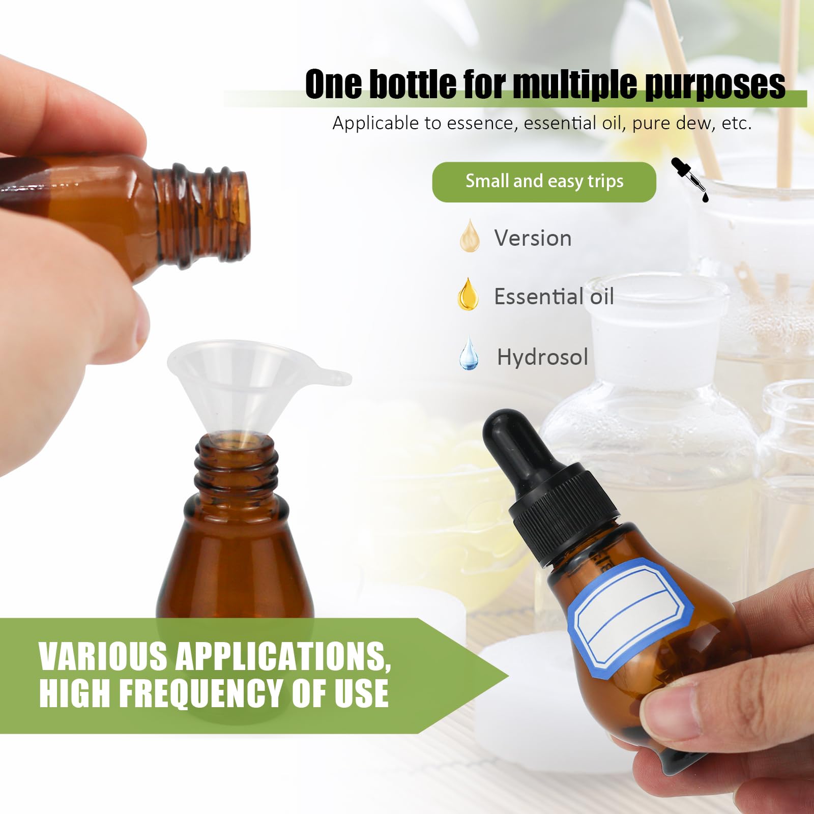 Reyshin 8 Pack Pear Shaped Amber Glass Bottles with Dropper Pipettes - Image 4