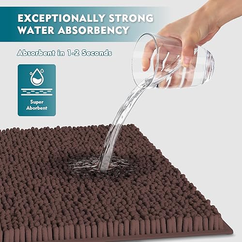 Miniatura 21 de Juego de 3 alfombras de baño extrasuaves y absorbentes, alfombras de baño de felpilla, alfombra de felpa antideslizante, juego de baño con alfombras