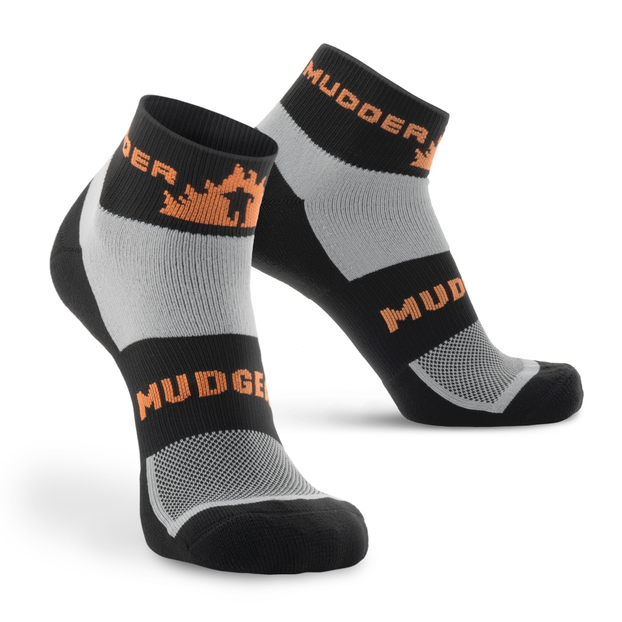 MudGear Tough Mudder 1/4 Crew Sock - Light Gray (Single Pair Pack), Gray, Medium