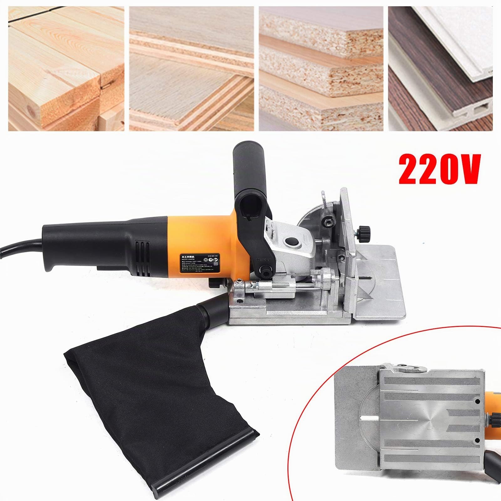 Machine à mortaise multifonctionnelle, rabot à mortaise plate 760 W, kit de joinerie en bois, angle réglable à 90°, machine à rainure pour travail du bois électrique, machine à joindre en bois