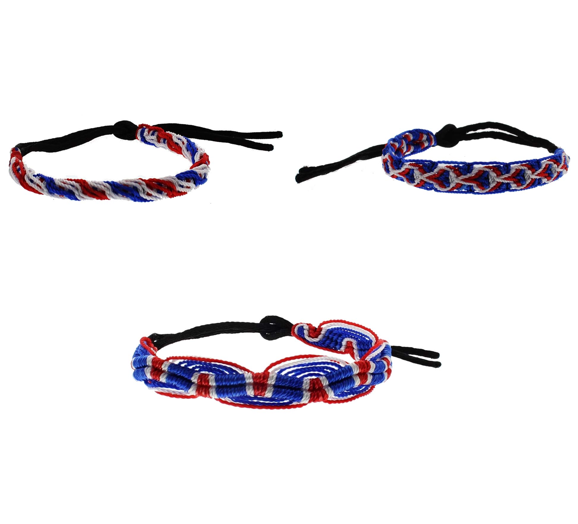 Zac's Alter Ego Set of 3 Assorted Designs Union Jack Braided Bracelets