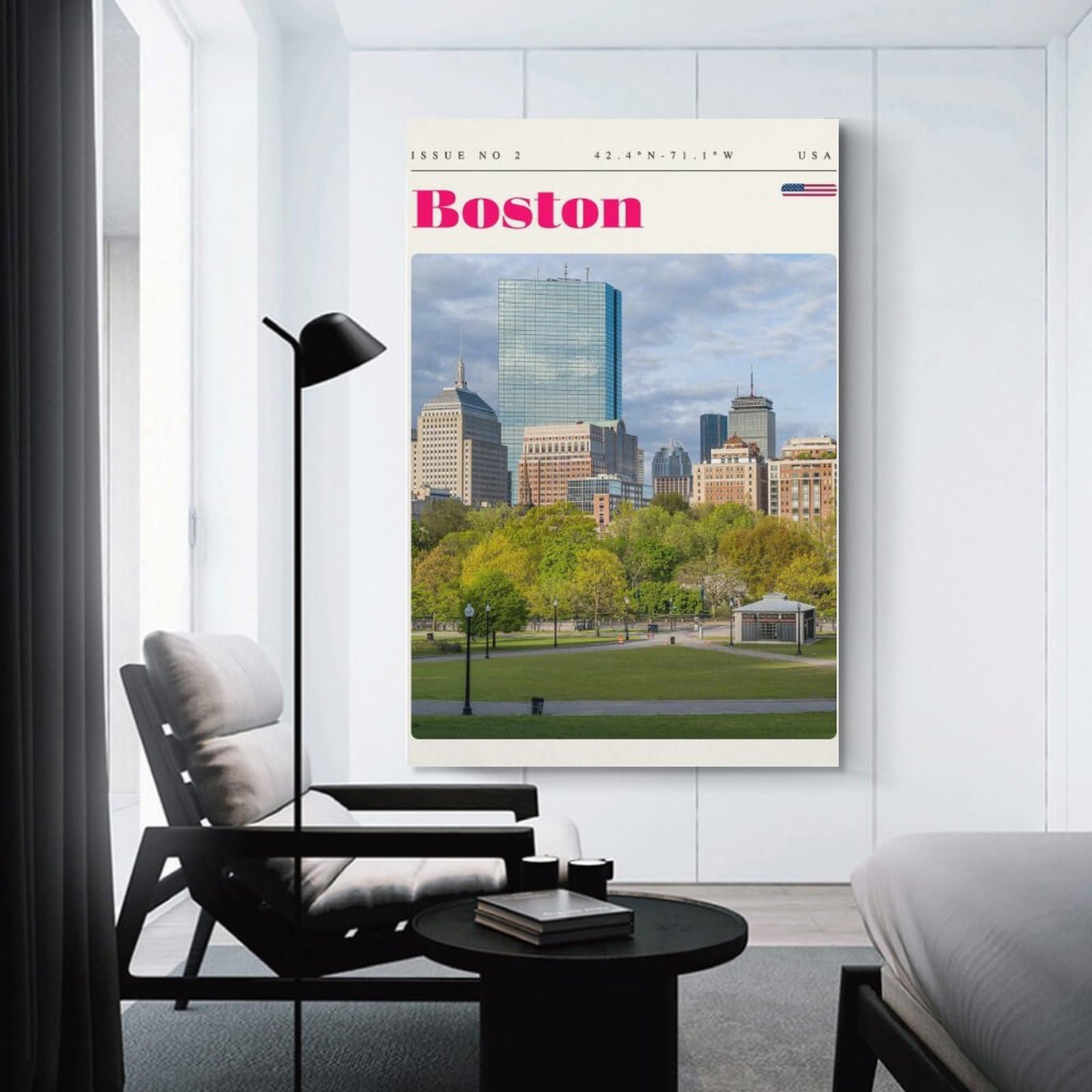 Junmoney Unframe-Style-14 Boston Massachusetts Travel Art Wall Decor Canvas Print 24X36inch(60X90cm), For Lounge Decor, Bedroom Walls Or Flats, Canvas Styling For A Polished Room Look