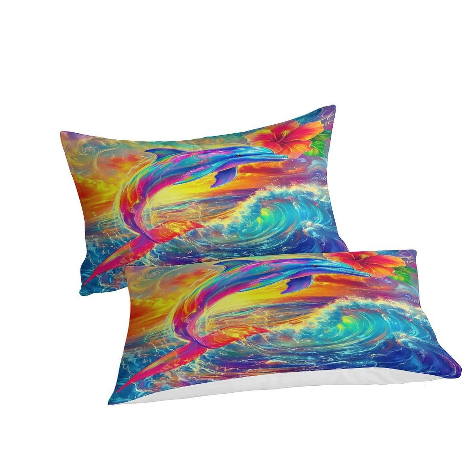 Housse de couette dauphin 3D zippée microfibre pour changer de lit sans effort