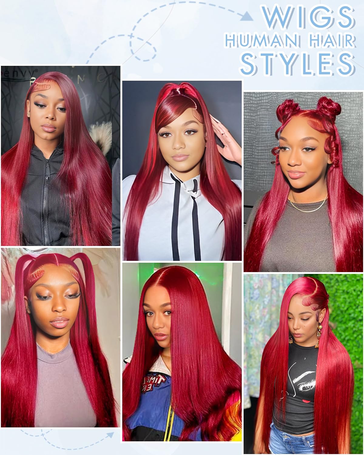 GUDOZO 99j Burgundy Glueless Wigs Human Hair 9x6 HD Lace Front Wigs Human Hair 200% Density Straight Glueless Wigs Human Hair Pre Plucked Pre Cut wigs for Black Women 26 inch