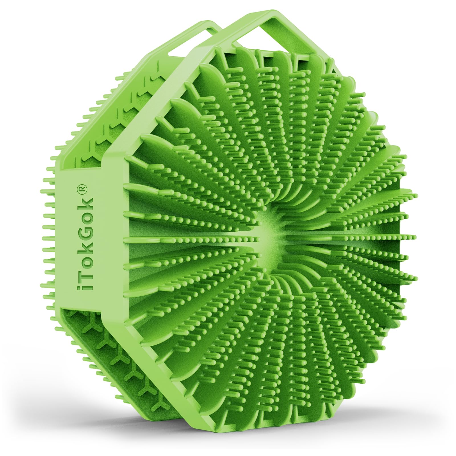 iTokGoK® Premium Silver-Infused Double-Sided Design 2-in-1 Silicone Body Scrubber for Men,Body Buffer Scrubber for Sensitive Skin, Ergonomic No-Slip