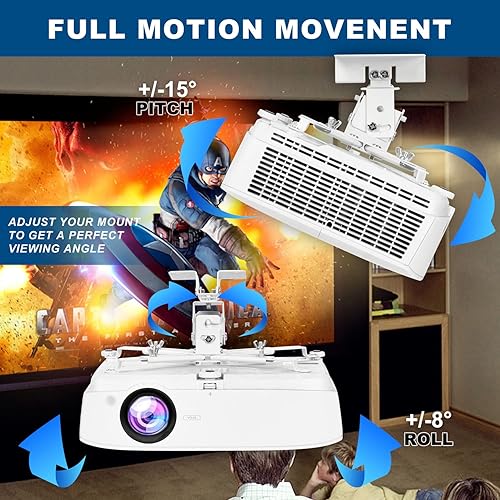 Miniatura 8 de Soporte de techo para pantalla de proyector universal, soporte para colgar en la pared Soporte para proyector, Montaje en techo para proyector,