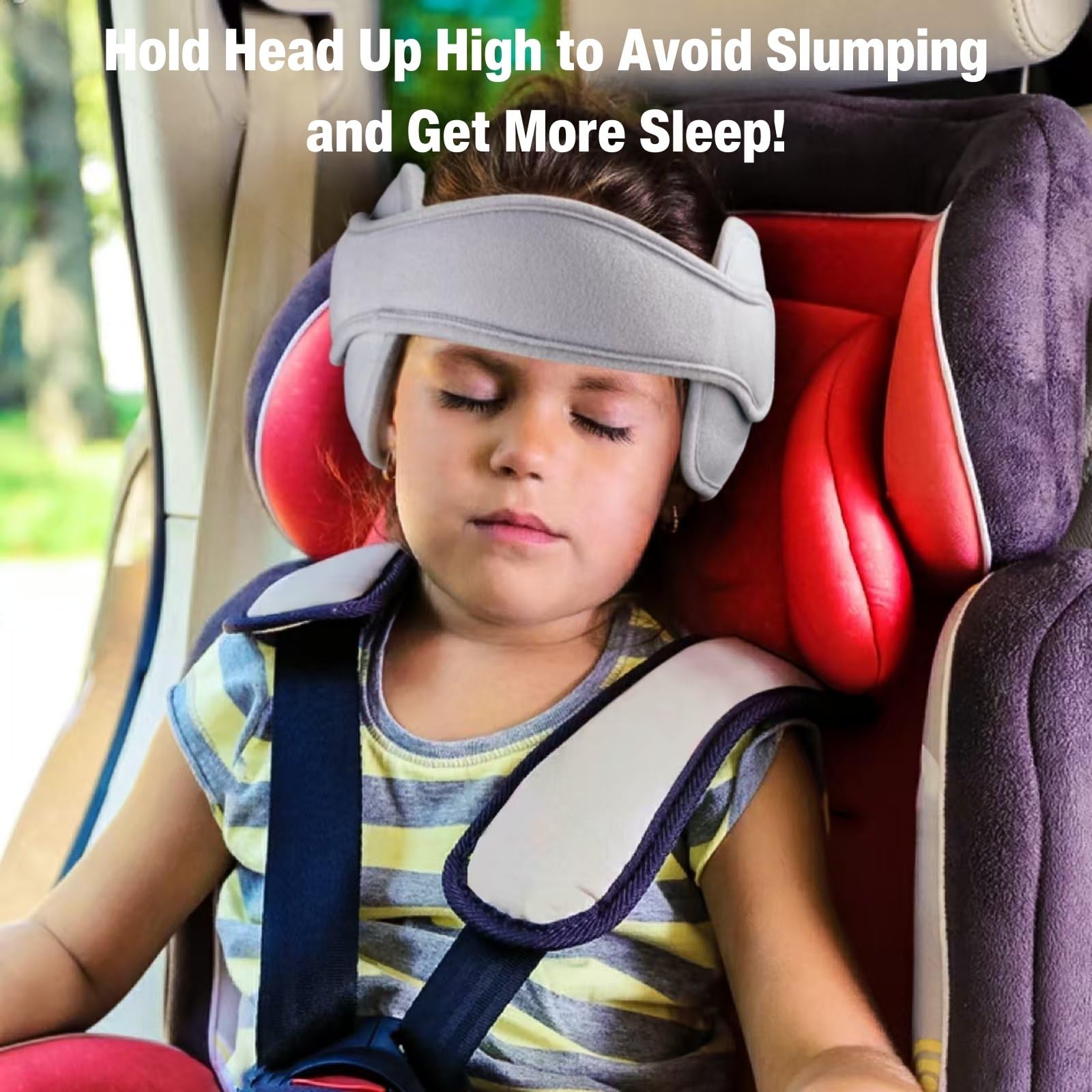 PandaEar Car Seat Toddler Head Support, Adjustable Baby Carseat Head Holder Strap for Car Seat Stroller, Soft Neck Relief Band for Kids Infants Comfortable Travel Sleep