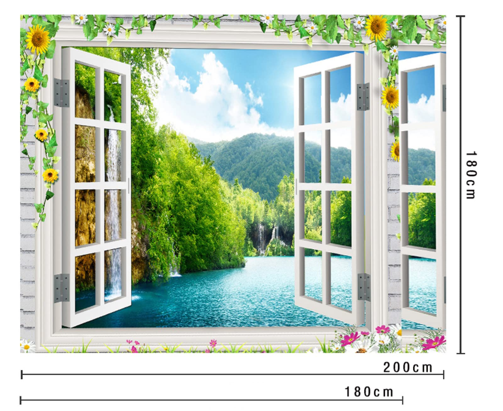Klassiek douchegordijn, voor tuin, verzwaarde zoom, waterdicht, polyester, 3D, sneldrogend, stof, bad, douchegordijn met haken, 120 x 199 cm