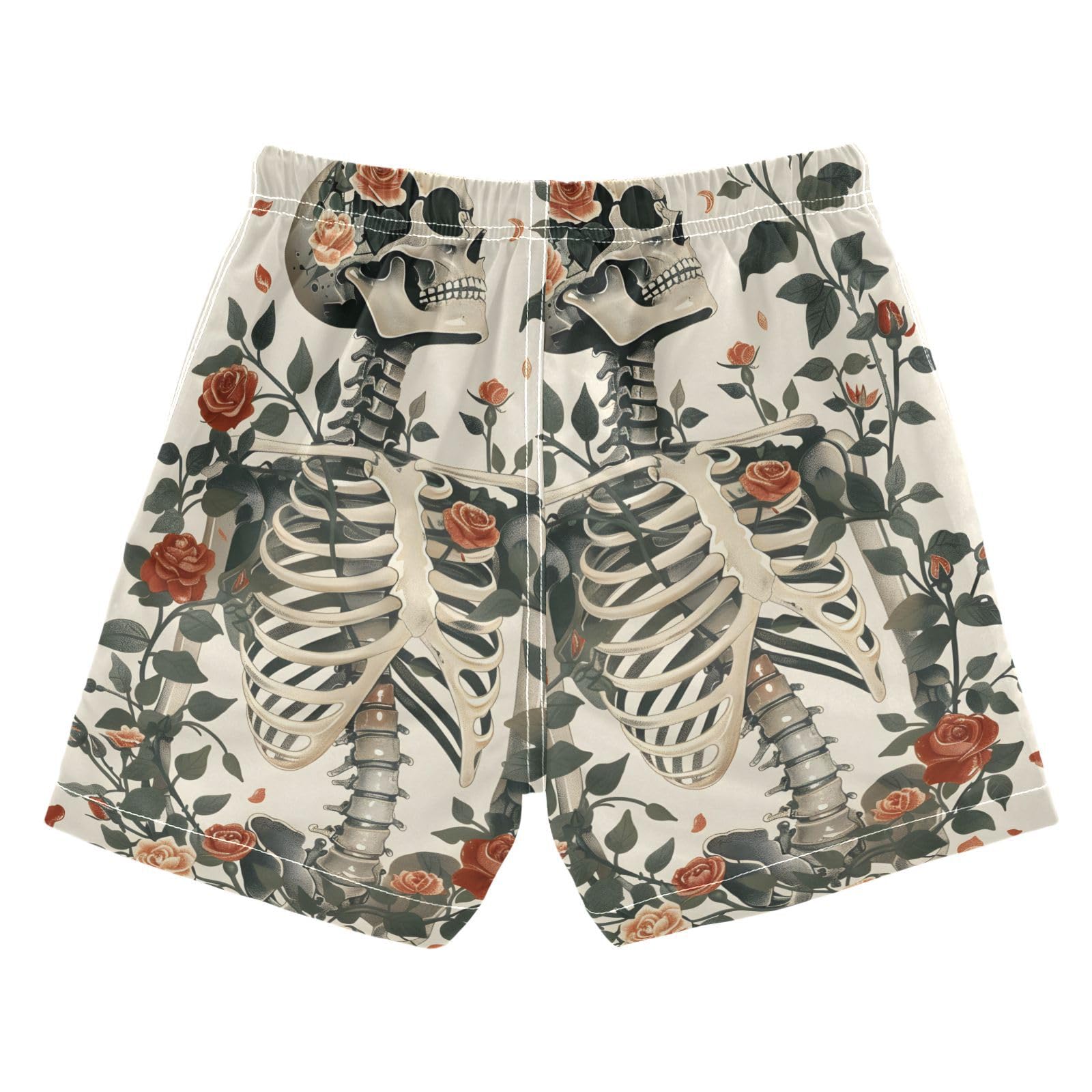 Boys Swim Trunks Toddler Swim Shorts Little Boys Swimwear Skeleton Roses Bathing Suit Swimsuit