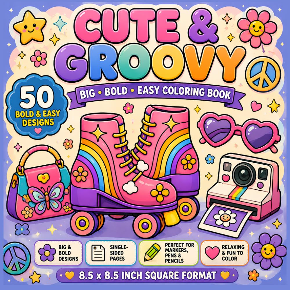 Cute and Groovy Coloring Book