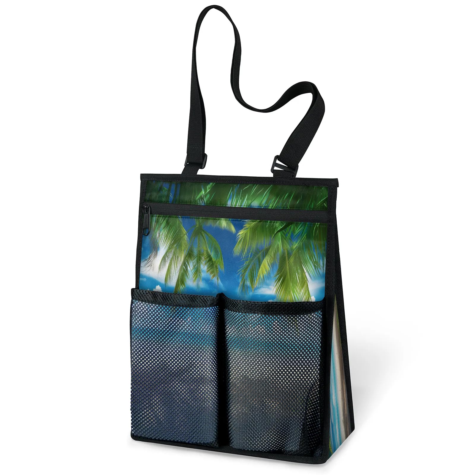 Ourtheme Summer Beach Theme Portable Shower Bag for Travel Gym Camp Beach Tote Shower Caddy Bags Hanging Toiletry