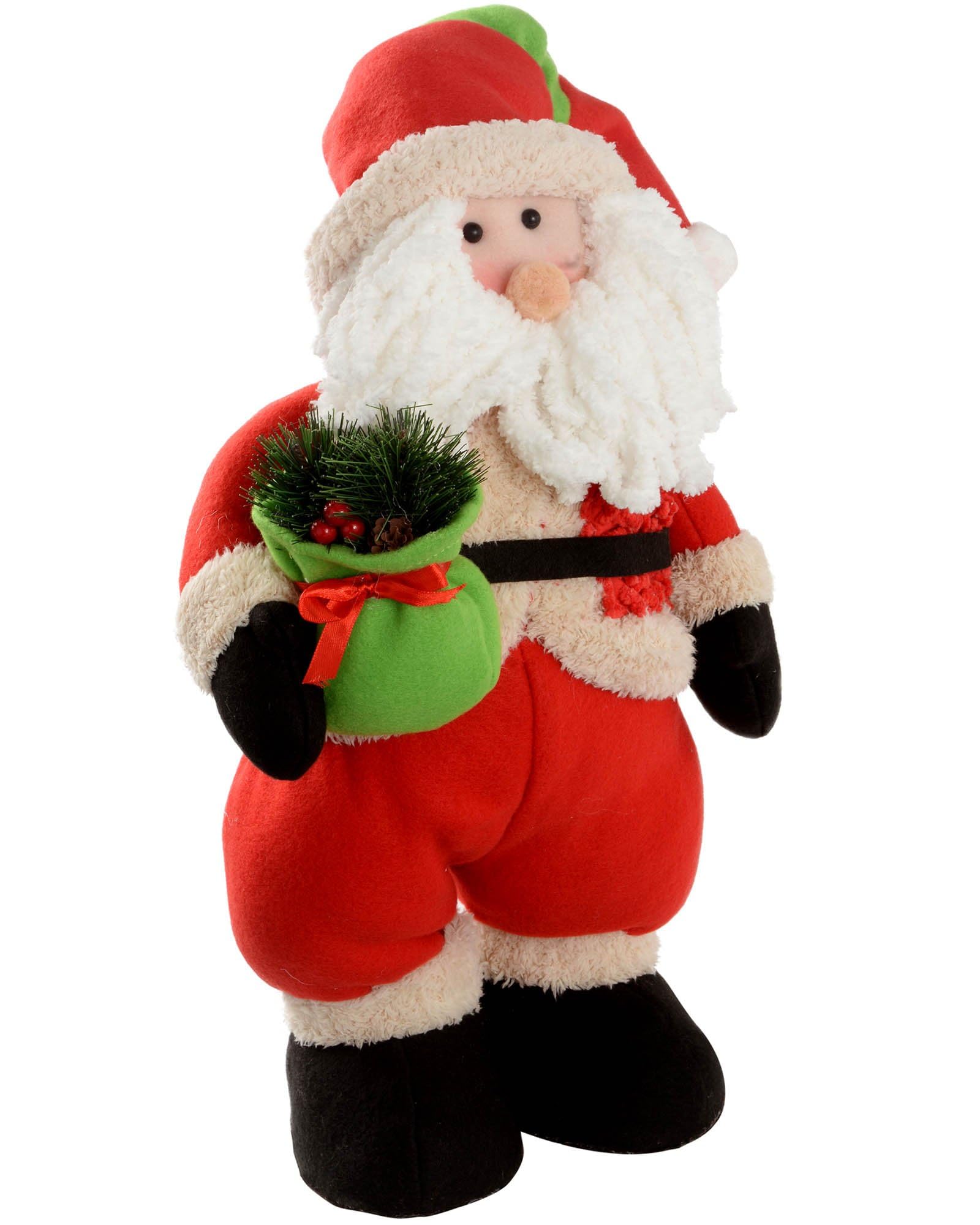 WeRChristmas Standing Santa with Gift Bag Christmas Decoration - 42 cm, Multi-Colour