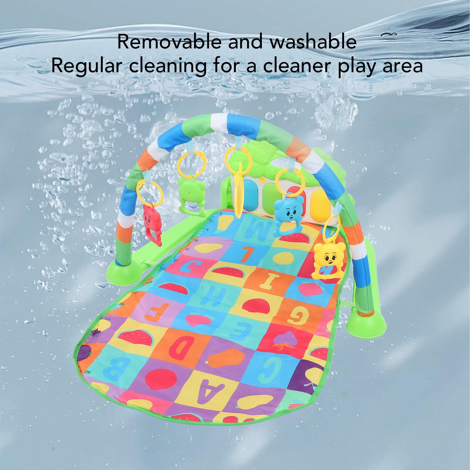 Baby Play Mat Gym Kick Piano Centrum aktywności z muzyką miękki materiał dla noworodka niemowlęcego maluchek 0 do 36 miesięcy Składany projekt obejmuje 5 odpinanych grzechotek i