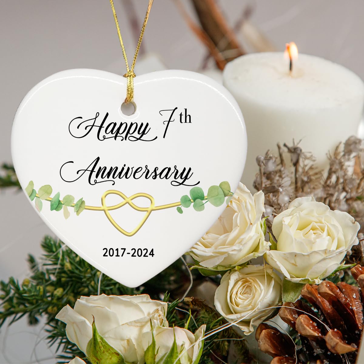 7º Aniversario De Mi Familia - Adorno De 7º Aniversario, Crea Tu Propia Familia, 7º Aniversario De Boda Para Marido Y Esposa, Incluye Figuras De Metal (famname7