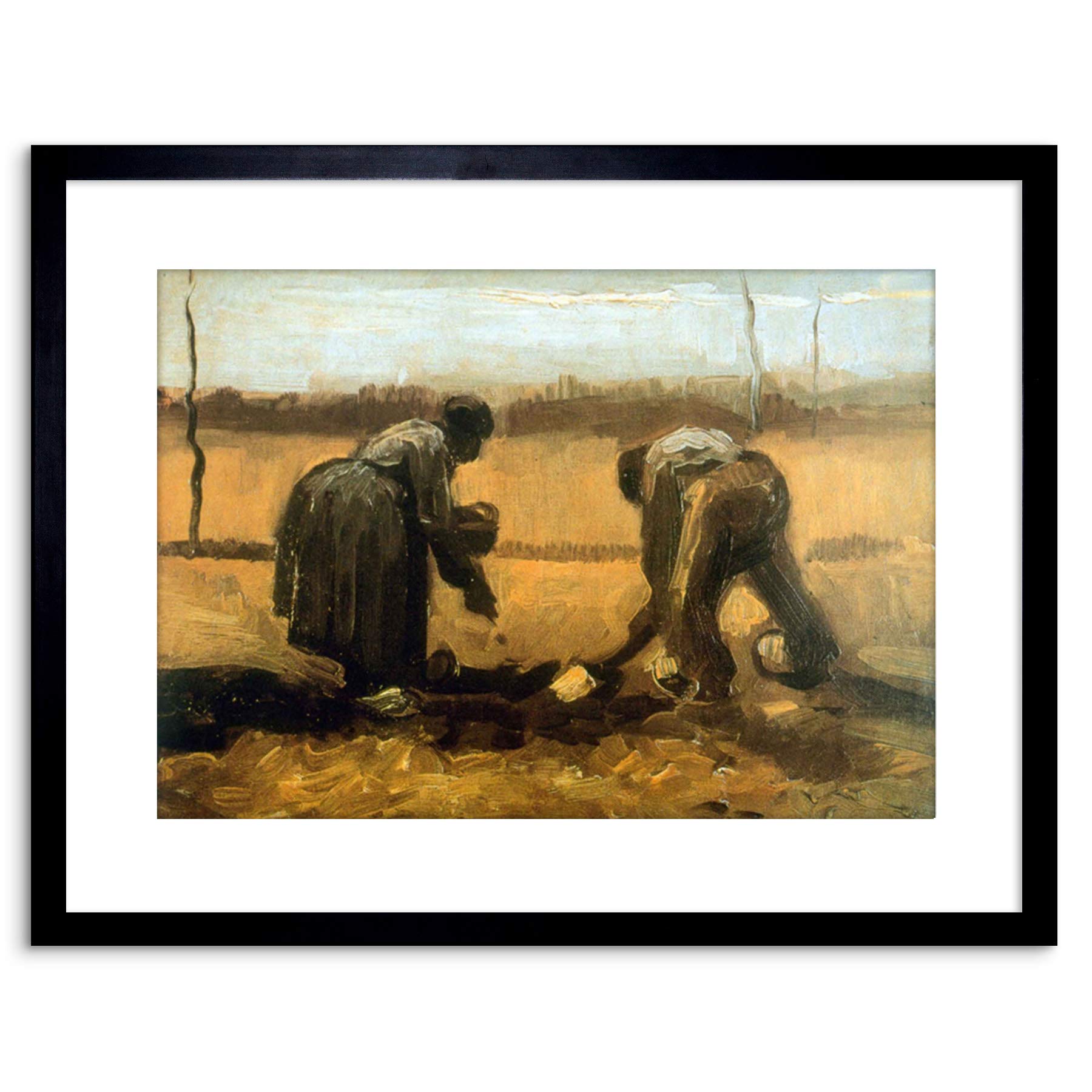 Wee Blue Coo PAINTING VAN GOGH PEASANT PLANTING POTATOES FRAMED PICTURE ART PRINT F97X9148