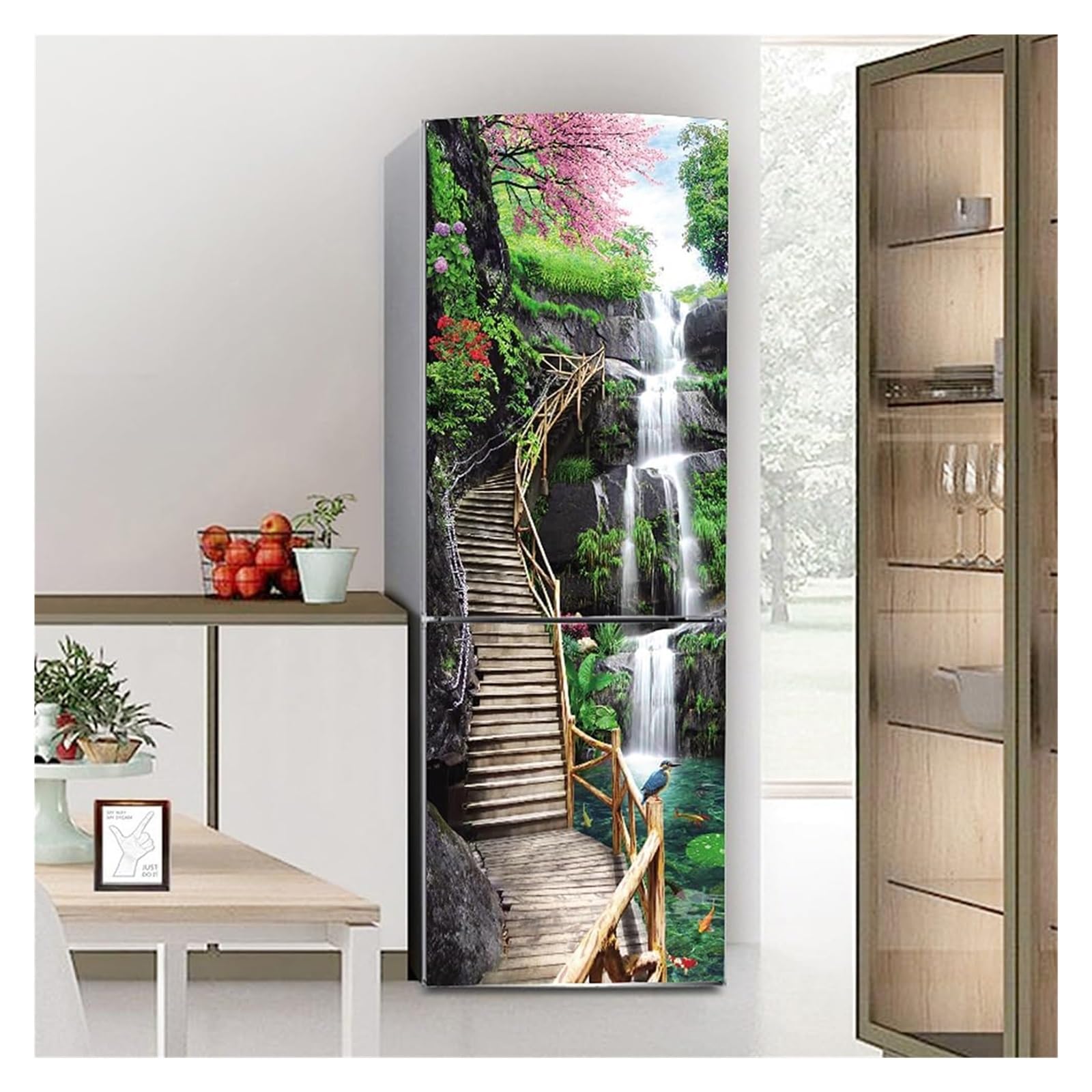 GDHKDDFL Minimalist, luxury-inspired fridge decals, Fridge Sticker Full Covering Door Covers Skins Wall Stickers for Kitchen Decal(S: 60x150 cm)
