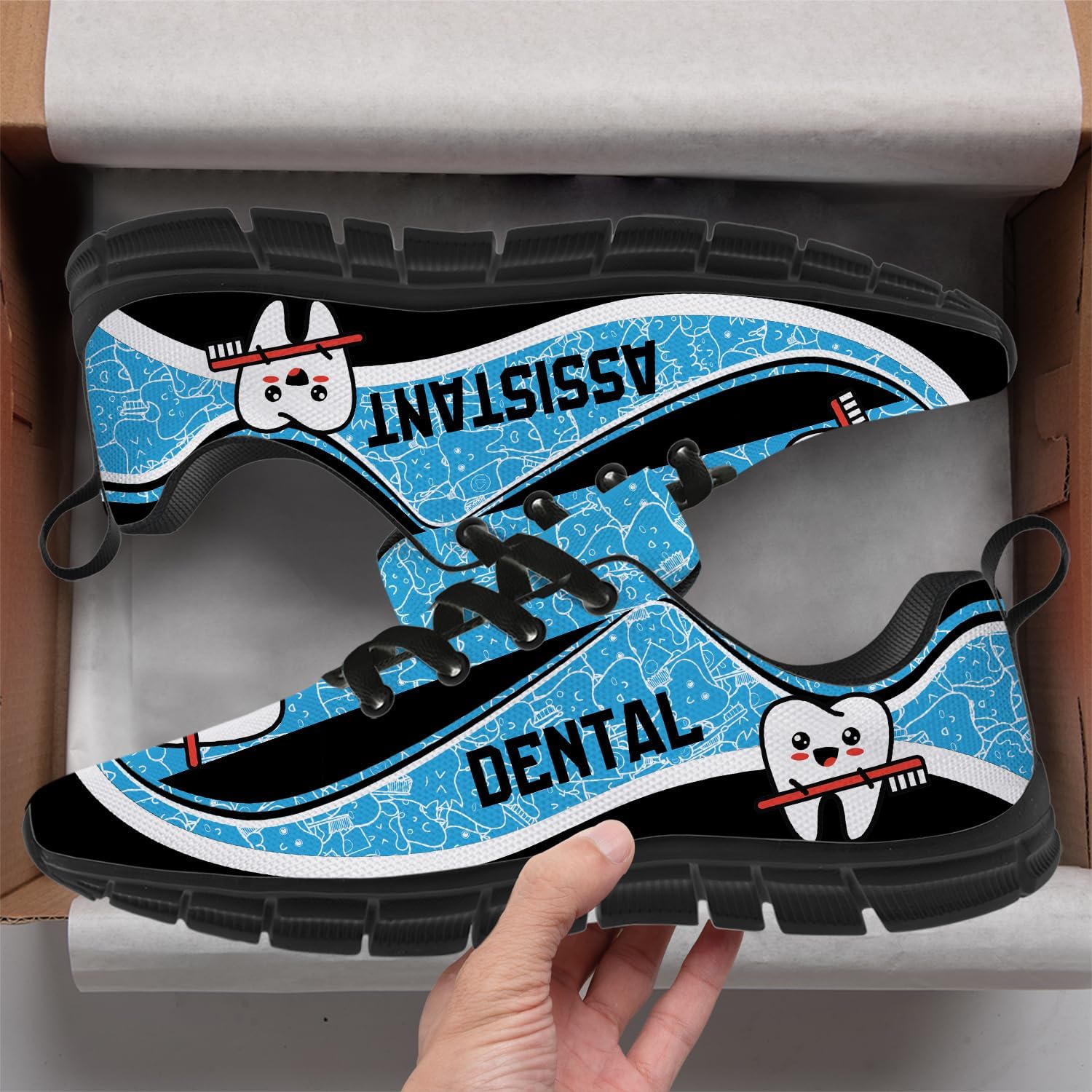 Generic Dental Print Shoes for Women Men Running Shoes Lightweight Sneakers Dentist Gifts for Her Him