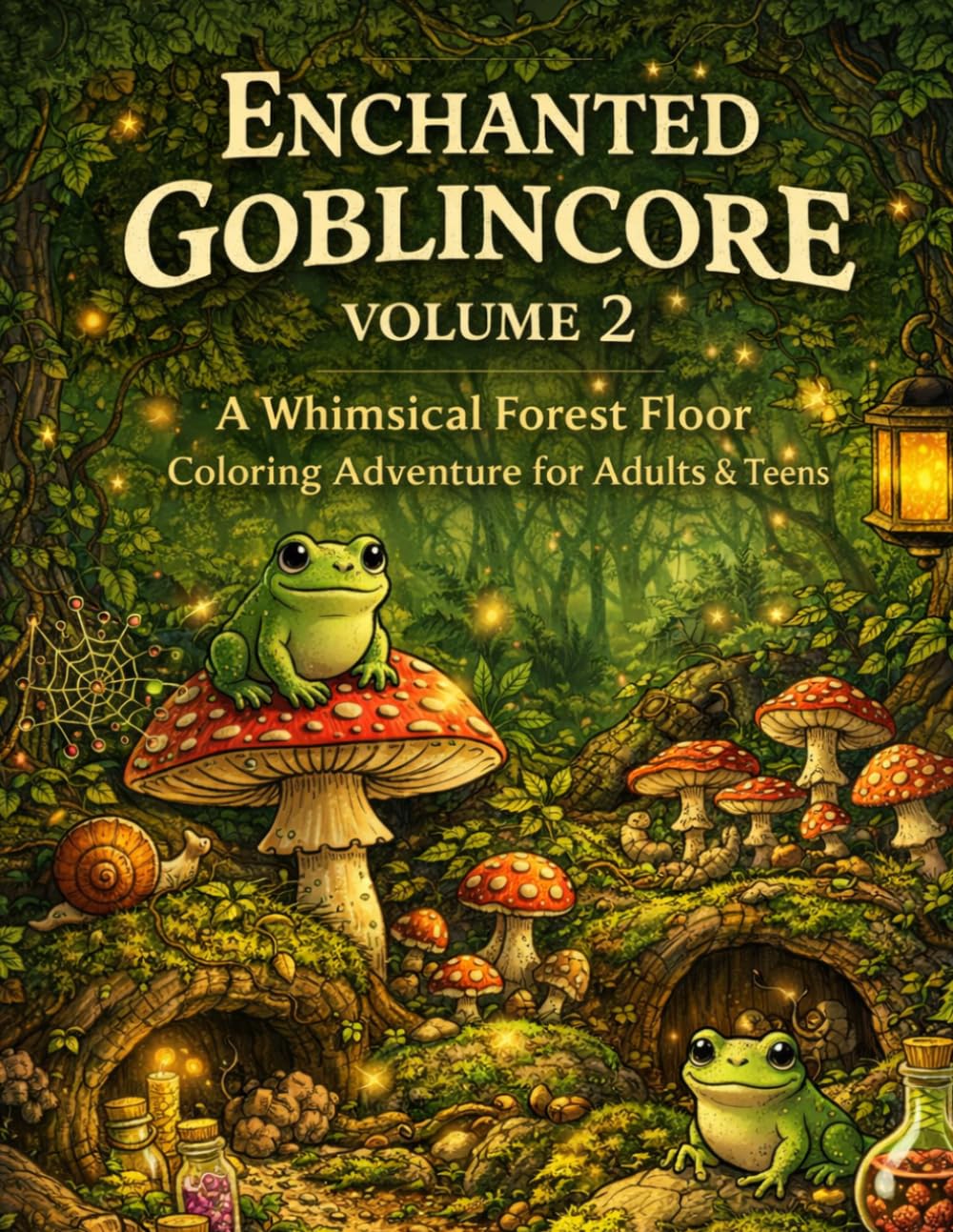 Goblincore Coloring Book: A Dark Aesthetic Journey into Nature with Whimsical Mushrooms, Moody Mossy Forests, Frogs, and Hidden Woodland Treasures: Volume 2