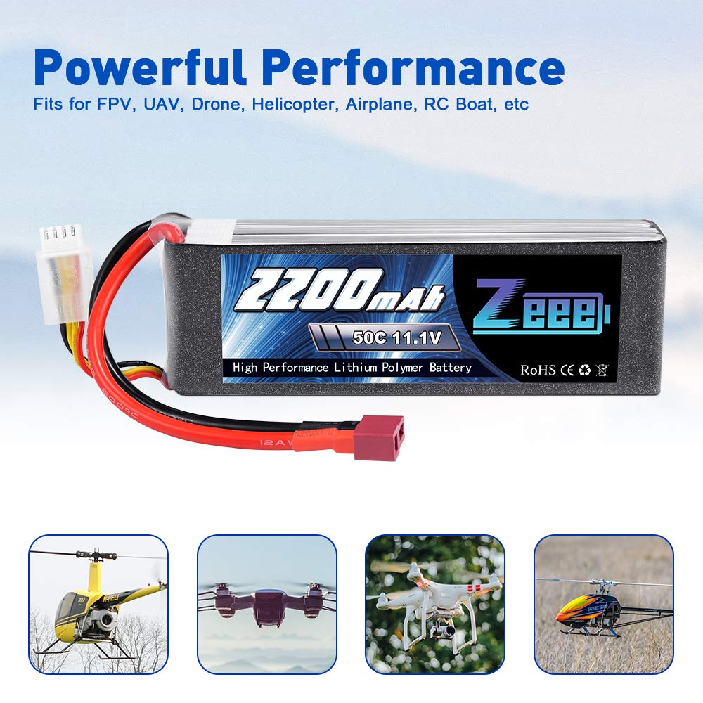 Zeee 3S Lipo Akumulator 11.1V 50C 2200mAh RC Akumulator ze złączem Deans T dla RC Car Truck Samolot Helikopter Boat RC Hobby (2 paczki)