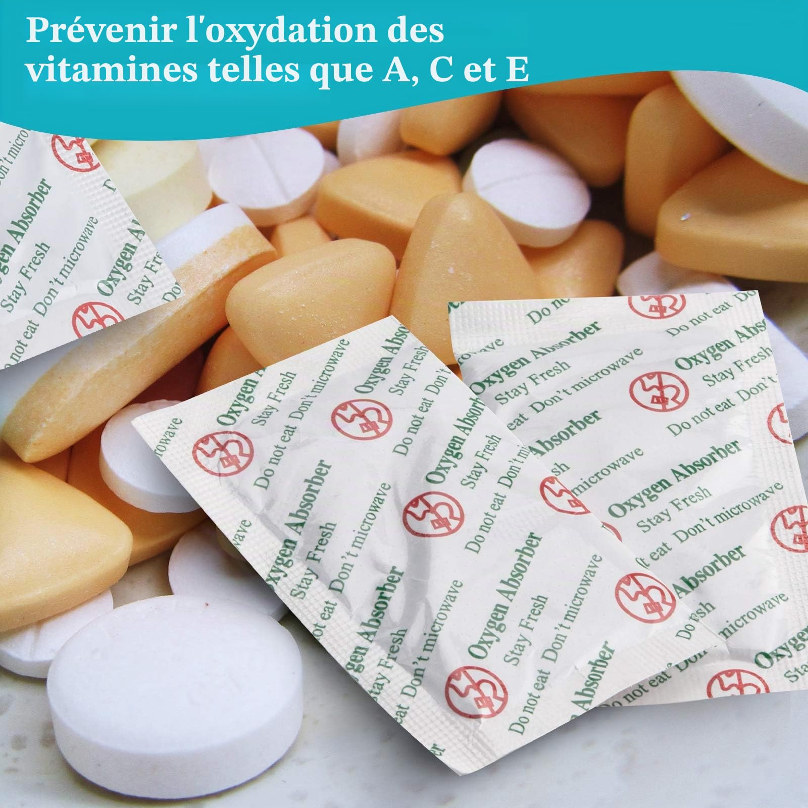 2000CC(30-Pack) Paquets d'absorbeurs d'oxygène de Qualité Alimentaire pour le Stockage d'aliments Séchés et à Long Terme Faits Maison, Stockés dans un Sac Sous Vide