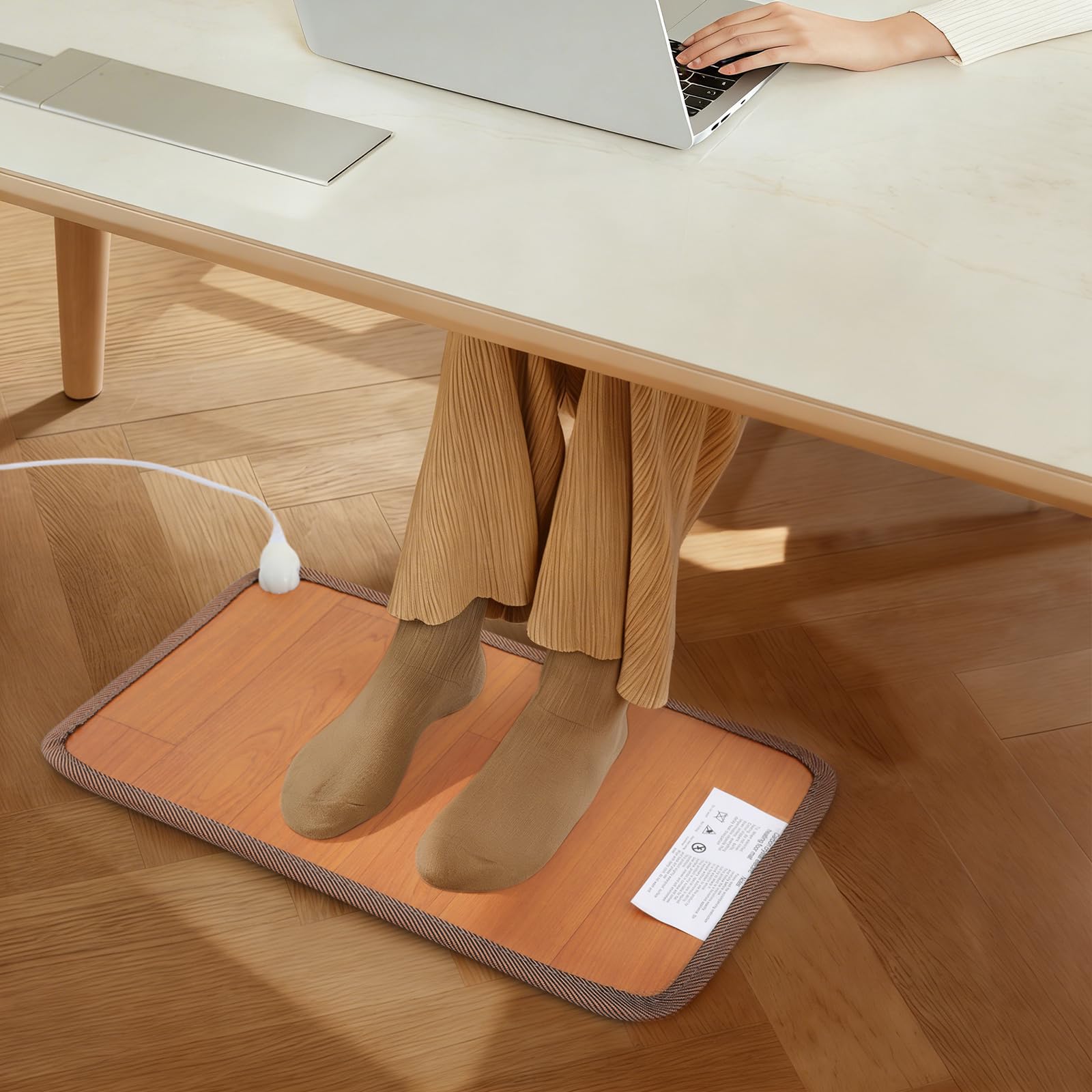Scaldapiedi elettrico con termostato per casa, ufficio | Cuscino riscaldante per piedi, 50 W, temperatura regolabile da 20 a 50 °C, 30 x 50 cm