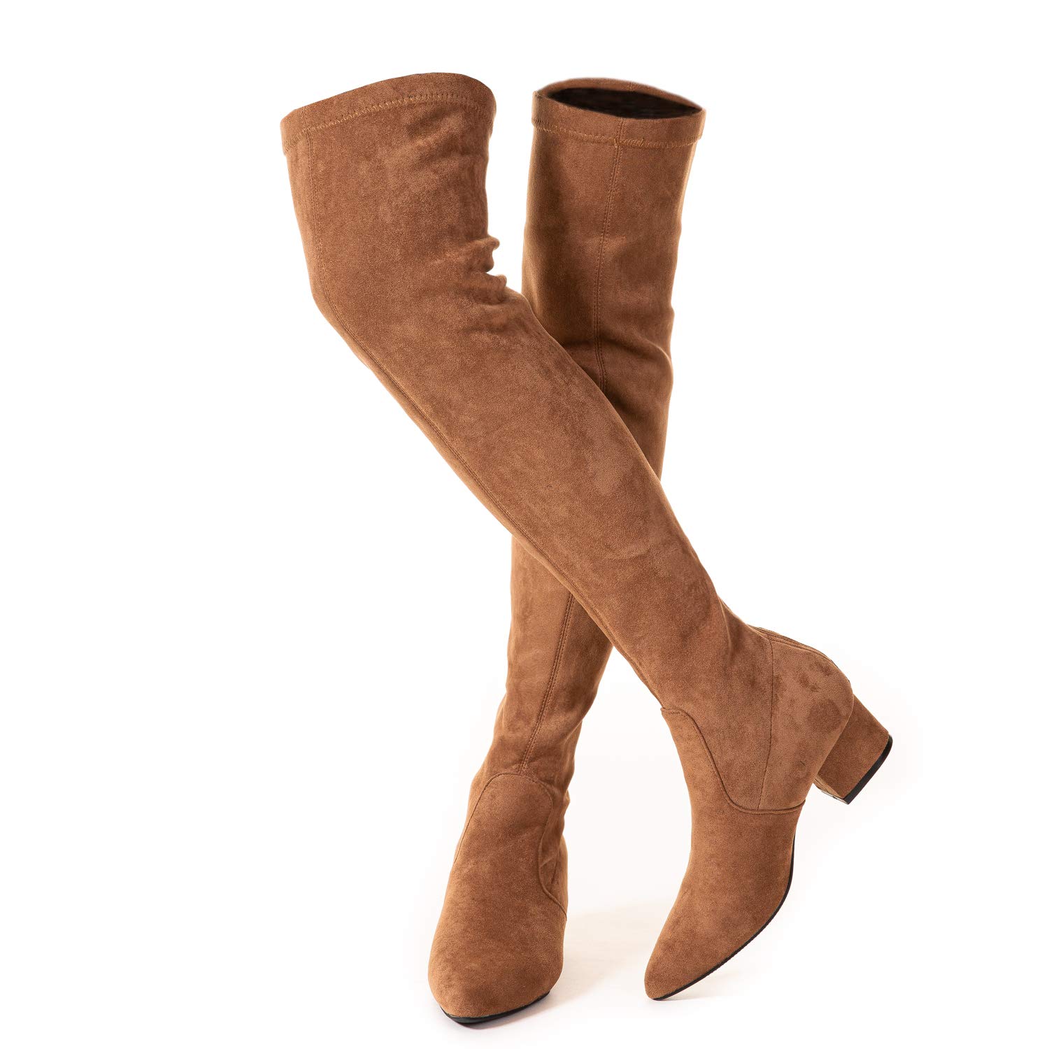 N.N.GWomen Over the Knee Boots Block Winter Thigh High Suede Low Above Flat Long OTK Best Autumn Comfort Pointed toe