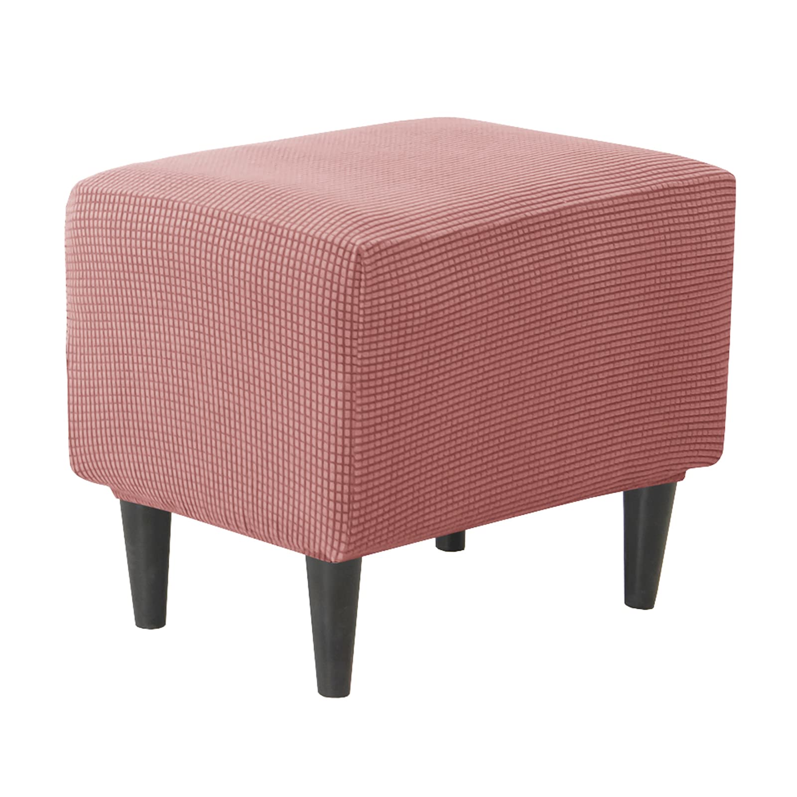 JHLD Rectangle Stretch Ottoman Cover, Ottoman Slipcovers Elastic Footstool Protector Covers Jacquard Storage Ottoman Slipcover Square With Elastic Bottom For cats dogs -pink-small