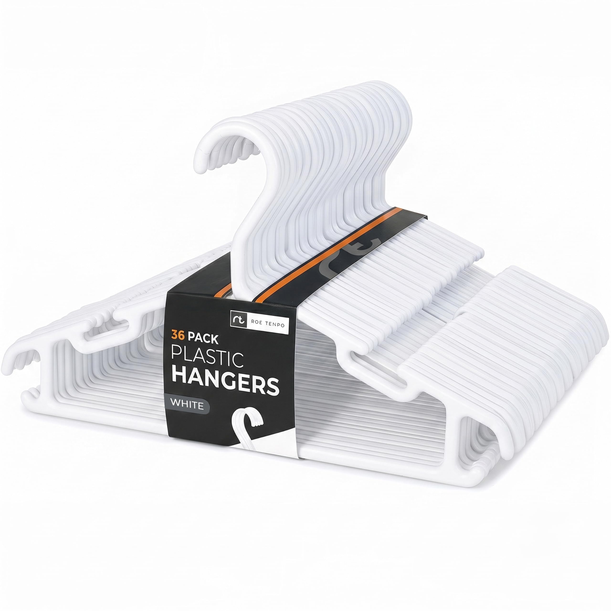 Roe Tenpo Baby Hangers, 36 Pack, Non-Slip Plastic Kids Coat Hangers with Notches, Space Saving Toddler Clothes Organisers for Nursery Wardrobe Storage