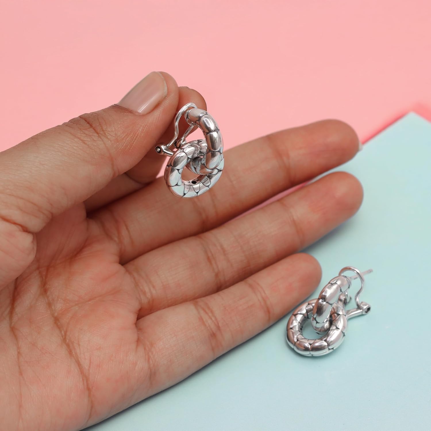 LeCalla 925 Sterling Silver Omega Back Earrings for Women | Clip-On Pierced Stud Earrings Gift for Her, Wife or Girlfriend | Classic Omega Back Stud Earrings Jewelry for Daily Wear or Special Occasions