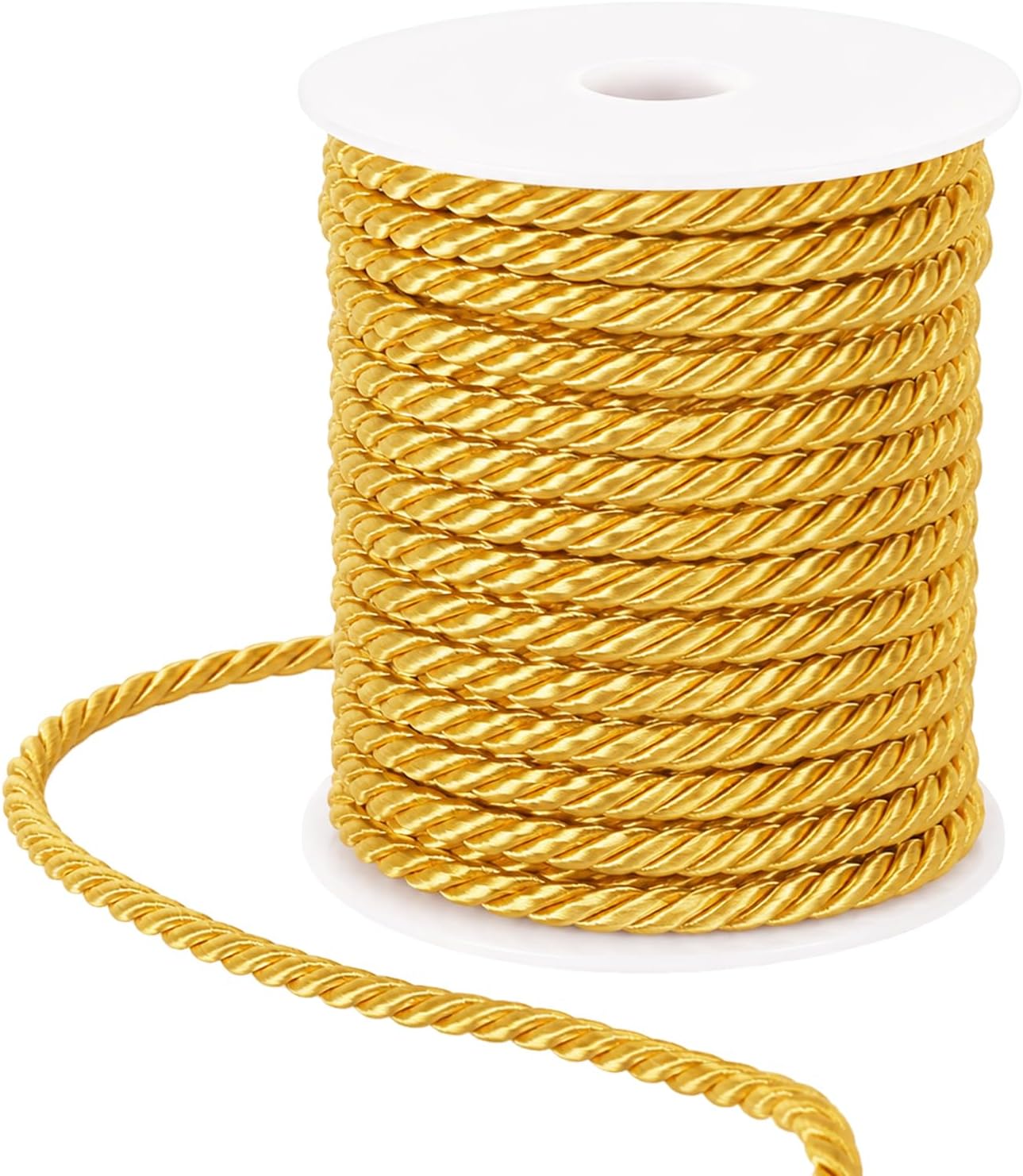 5mm 20Yards Gold Rope Cord 3Ply Twisted Polyester Decorative Cord Graduation Trim String for Gift Wrapping Packaging Curtain Tiebacks DIY Handmade Crafts Home Decor