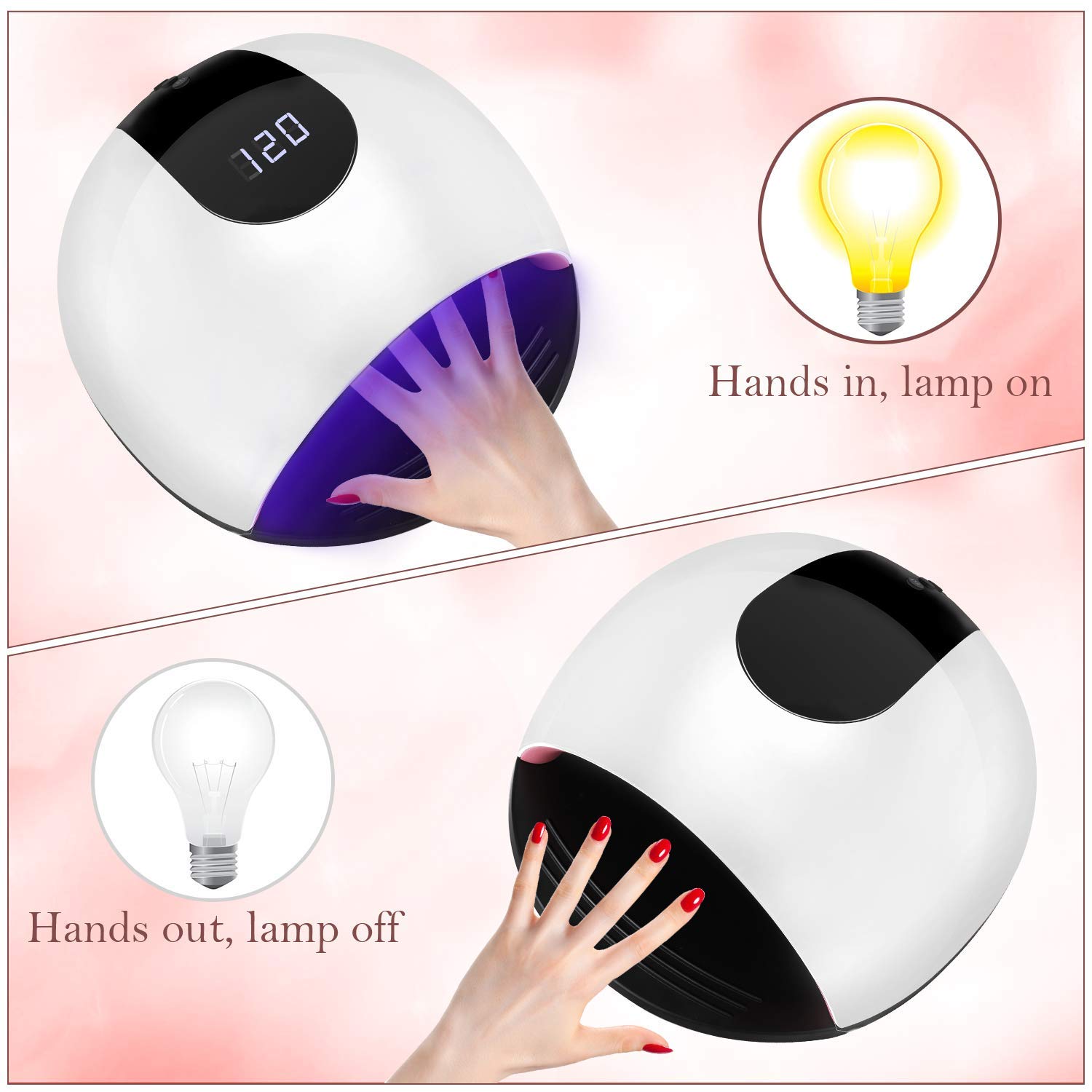 Secador de uñas LED UV, SZSMD 80 W, lámpara de uñas con sensor, temporizador 30/60/90/120S, pantalla LCD, sensor de infrarrojos, placa desmontable, luz profesional para esmalte de uñas de gel Shellac