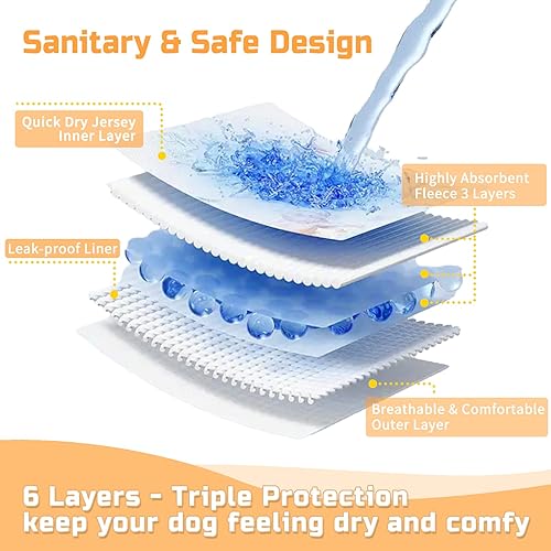 Miniatura 2 de Pañales lavables para perras, paquete de 3 pañales reutilizables altamente absorbentes, pañales flexibles para perras, pañales duraderos a prueba de