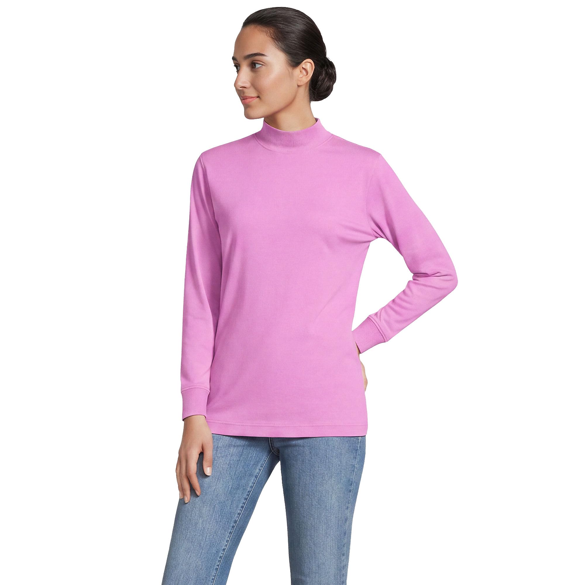 Lands' End Women's Cotton Mock Turtleneck