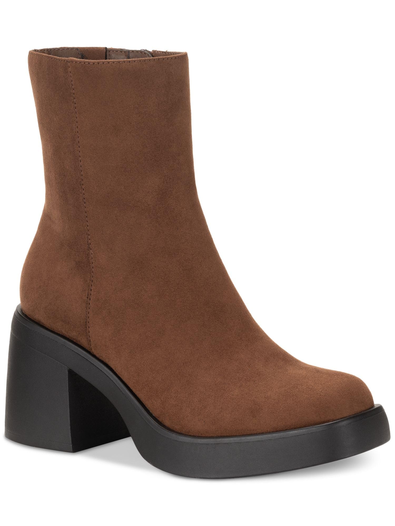 Sun Stone Womens TIANNAA Faux Suede Round Toe Booties Brown 8 Medium B M