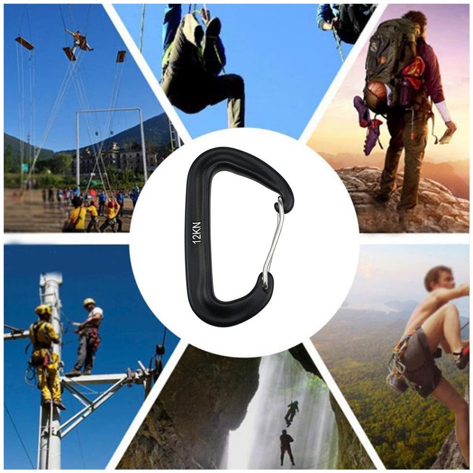 1 pz durevole 12KN D moschettone chiave in alluminio cancello a molla clip di bloccaggio zaino amaca campeggio escursionismo arrampicata attrezzatura
