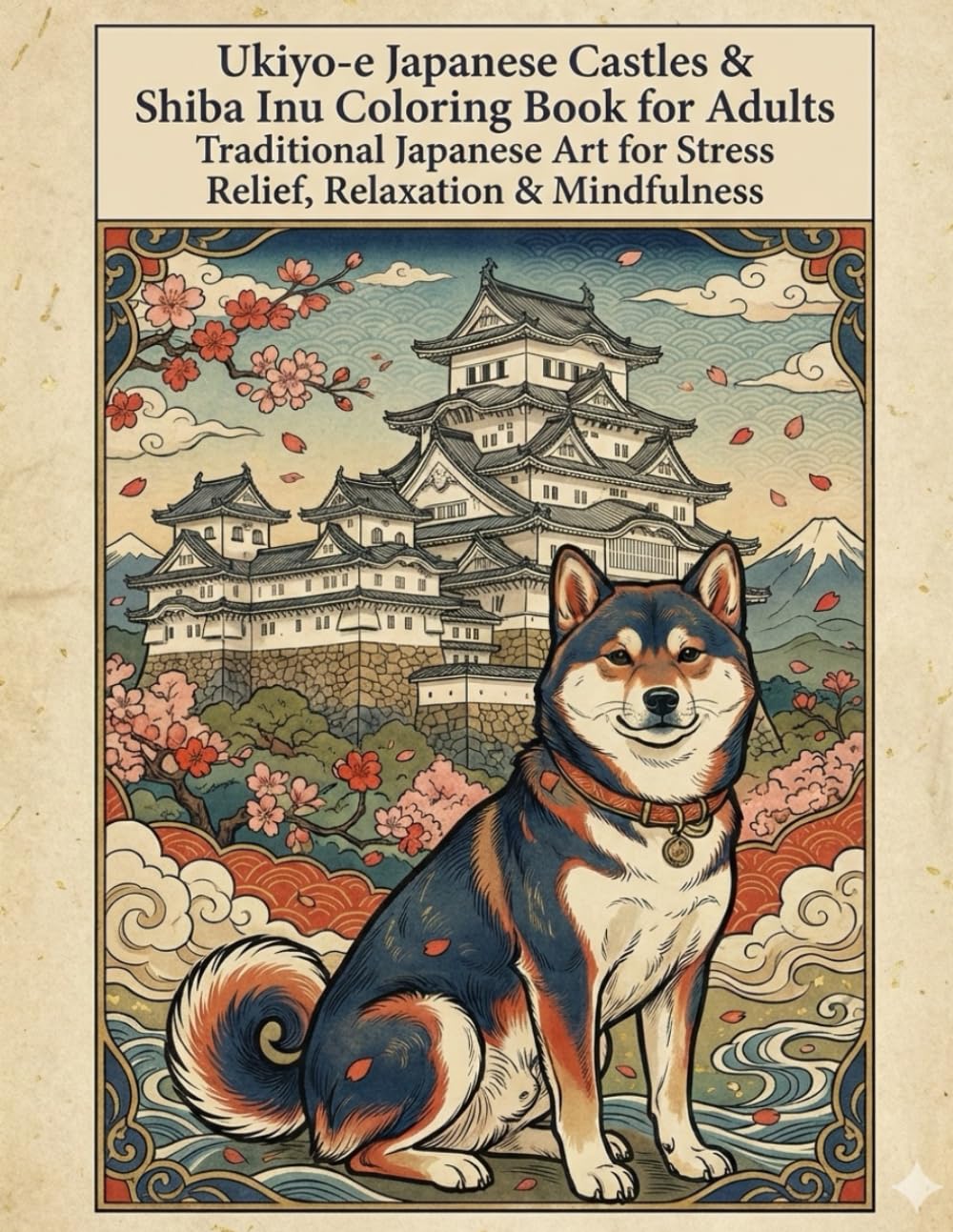 Ukiyo-e Japanese Castles & Shiba Inu Coloring Book for Adults Traditional Japanese Art for Stress Relief, Relaxation & Mindfulness: Relaxing ... Japanese Art, Stress Relief & Creative Calm